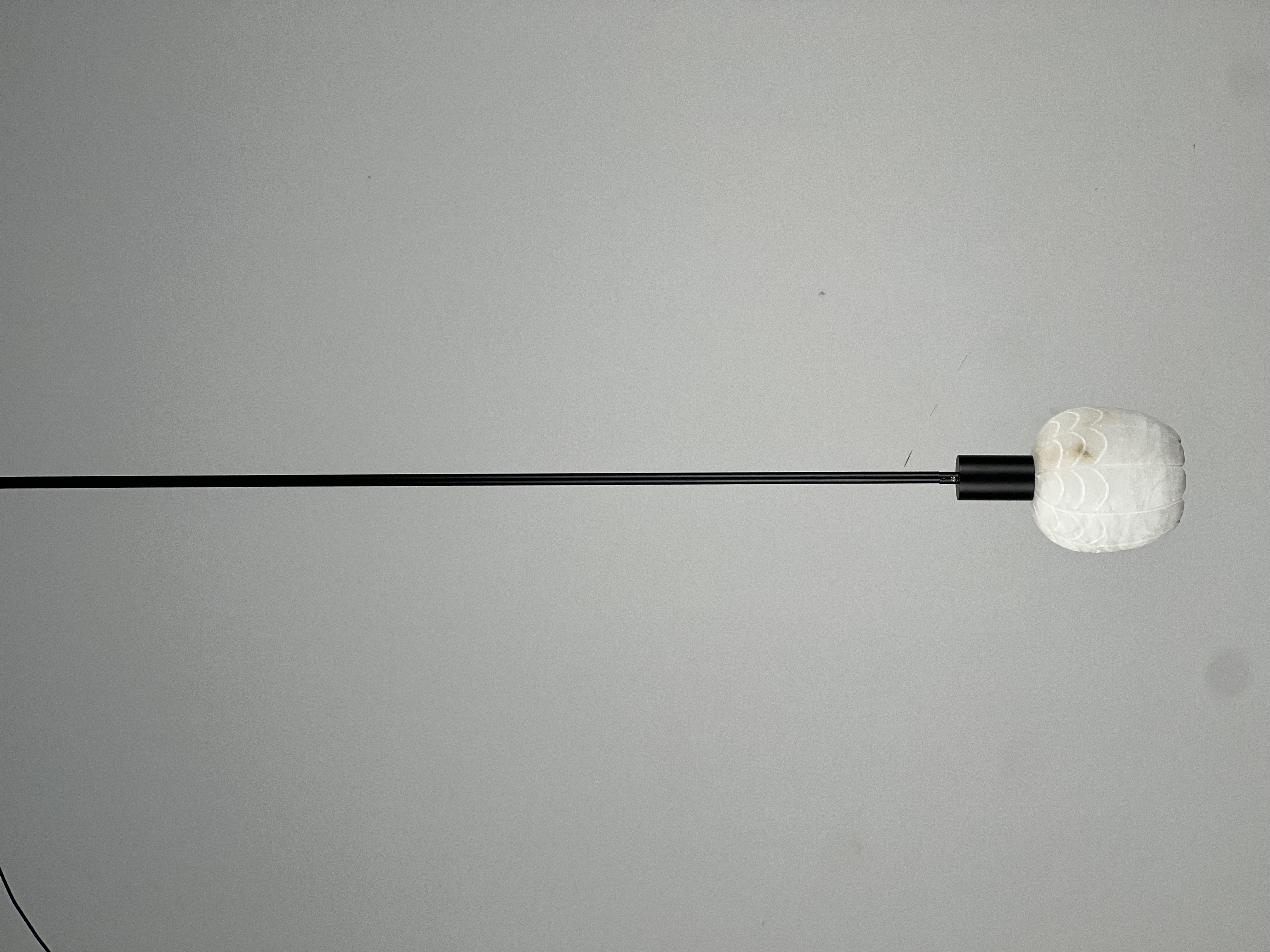 Casailighting “Lotus Bud” Carved Alabaster & Black Brass Pendant Light