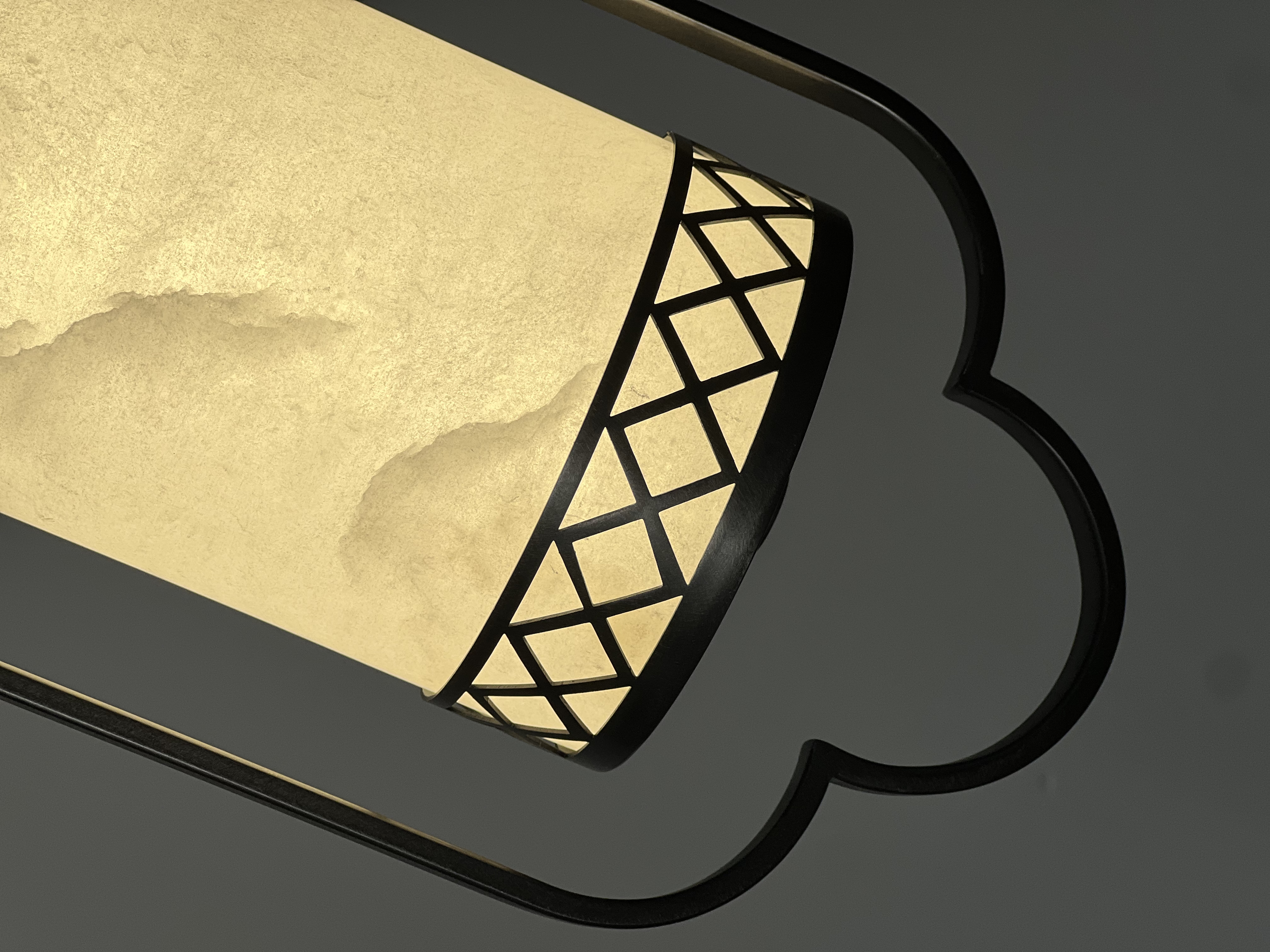 Artistic Version: Casailighting “Lattice Lantern” Alabaster & Gunmetal Brass Pendant Light