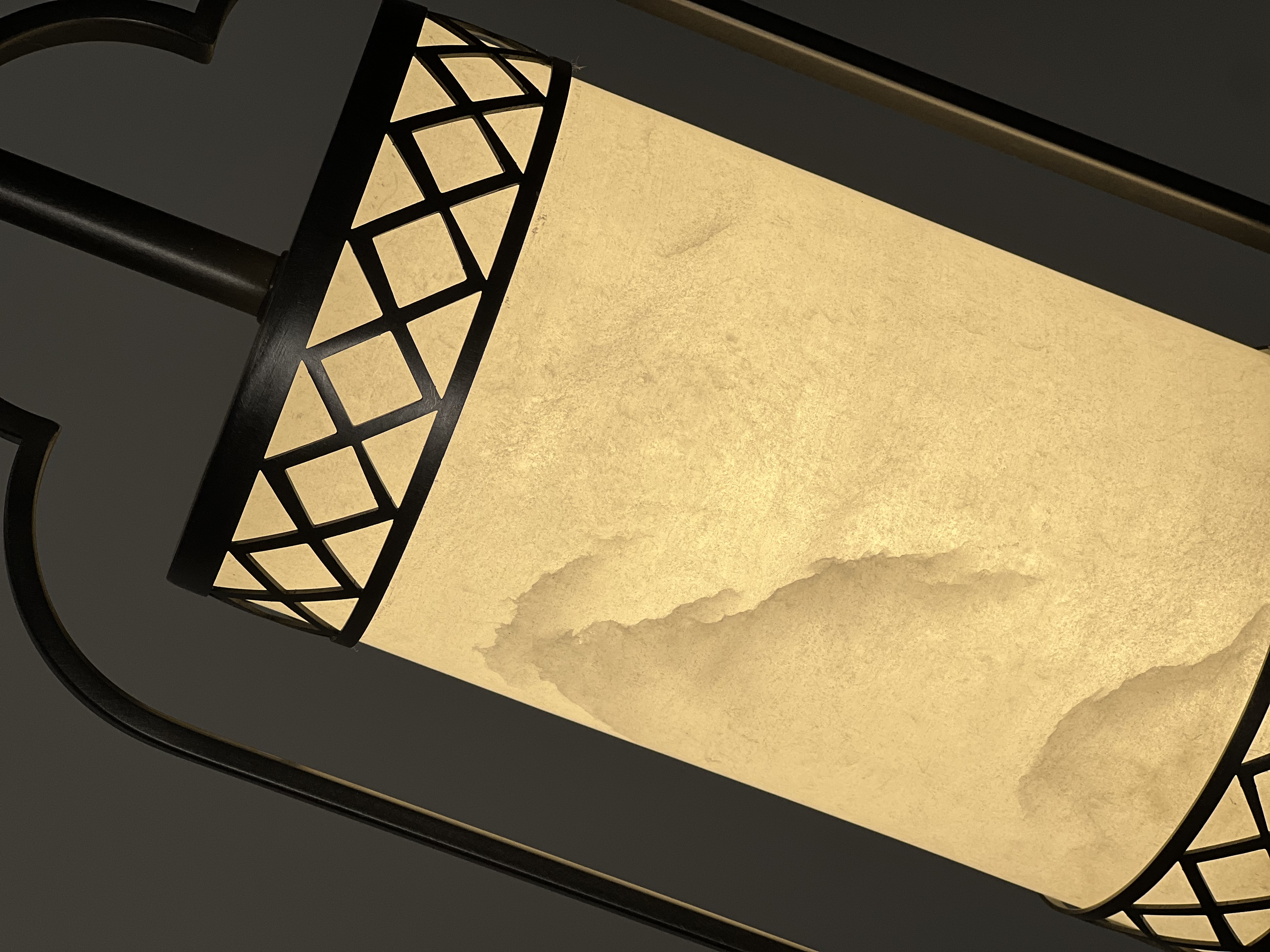 Artistic Version: Casailighting “Lattice Lantern” Alabaster & Gunmetal Brass Pendant Light