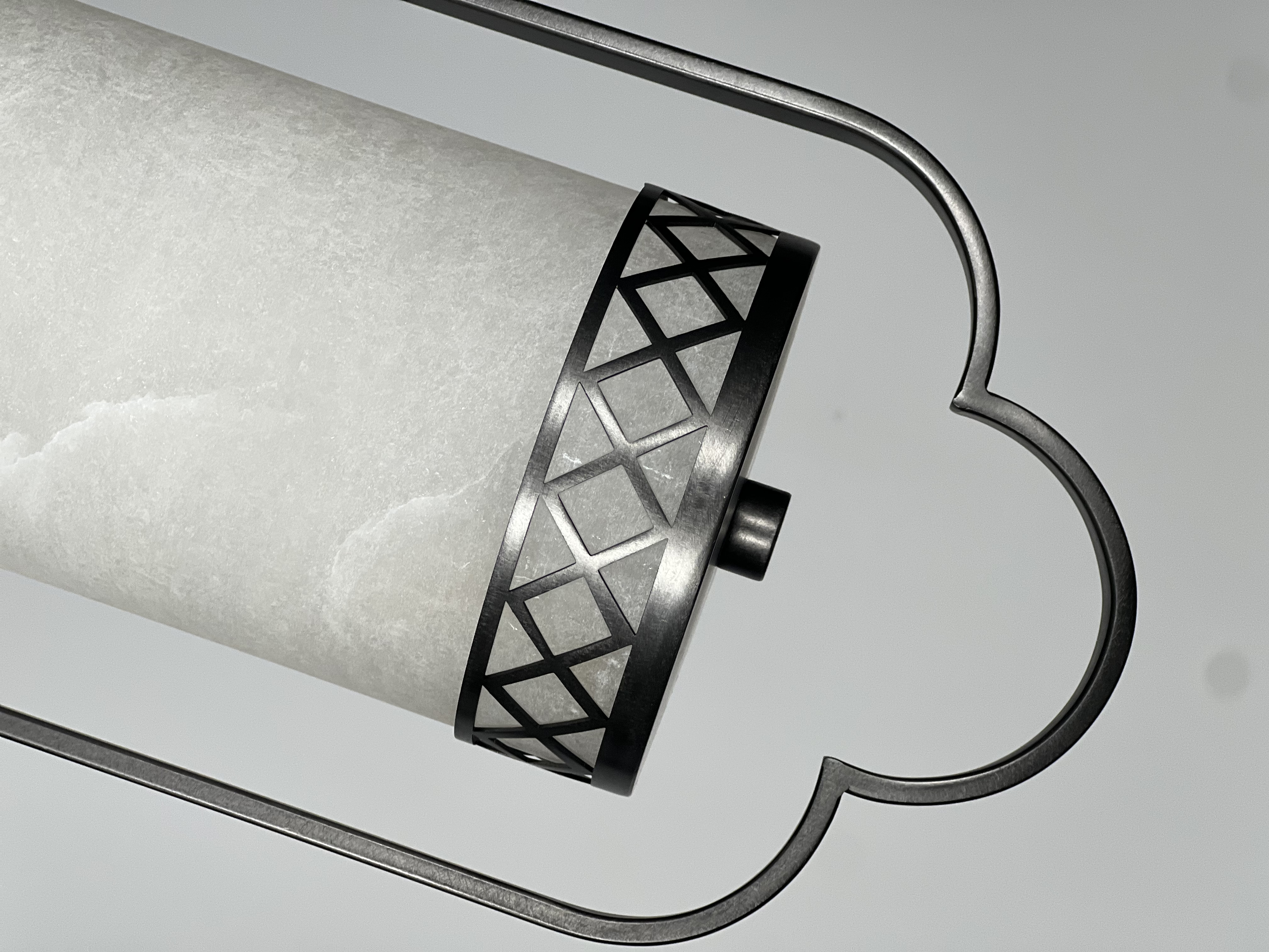 Artistic Version: Casailighting “Lattice Lantern” Alabaster & Gunmetal Brass Pendant Light