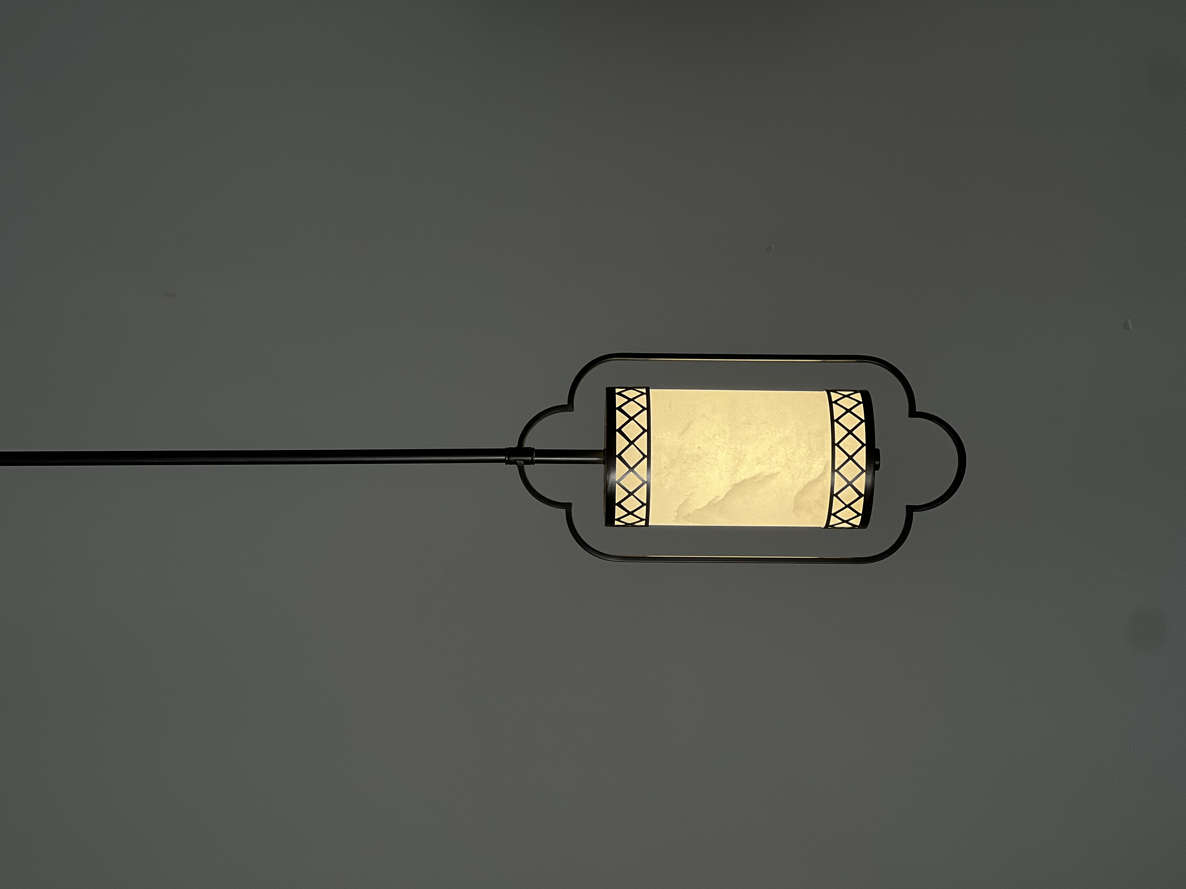 Artistic Version: Casailighting “Lattice Lantern” Alabaster & Gunmetal Brass Pendant Light
