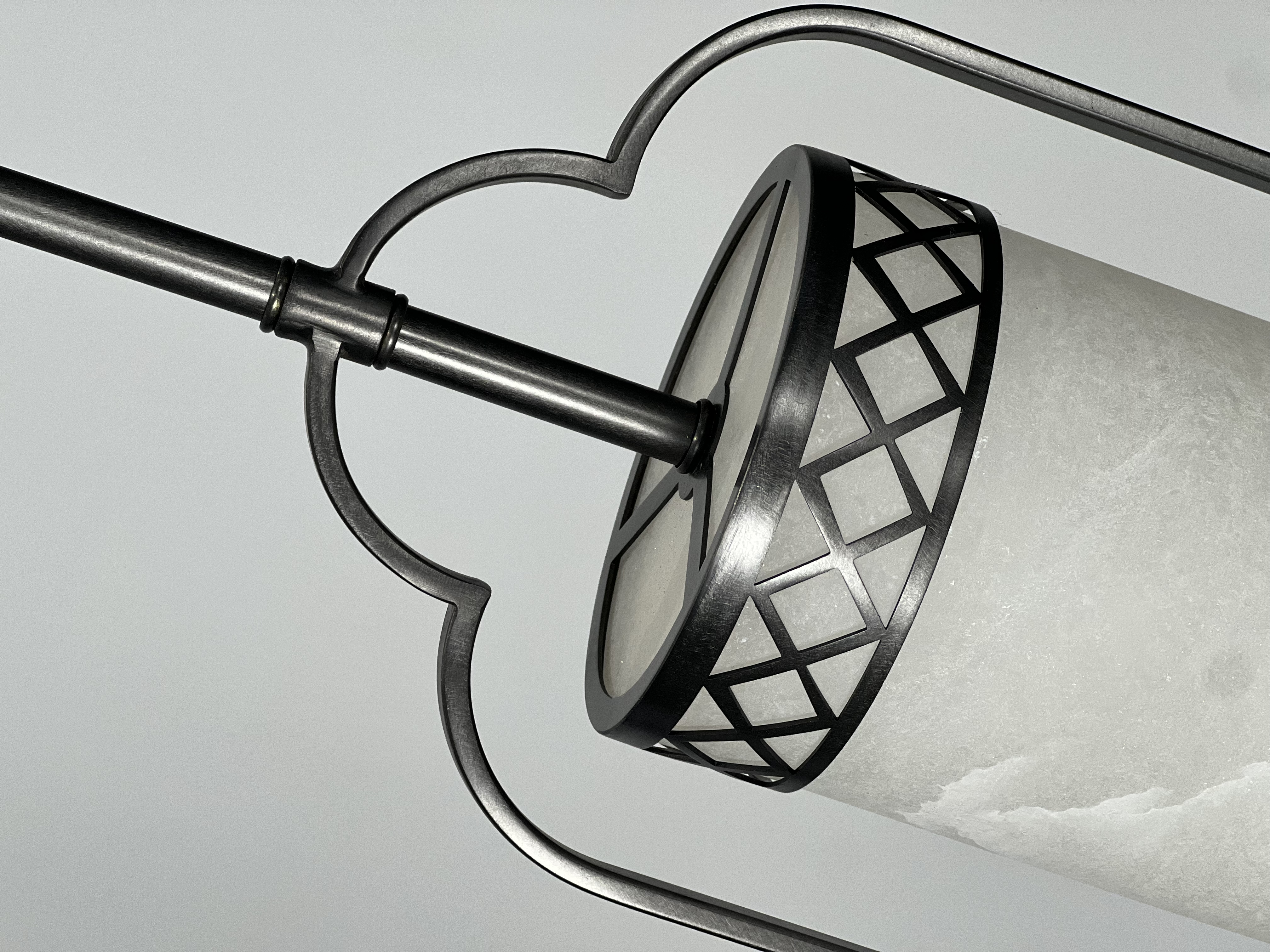 Artistic Version: Casailighting “Lattice Lantern” Alabaster & Gunmetal Brass Pendant Light