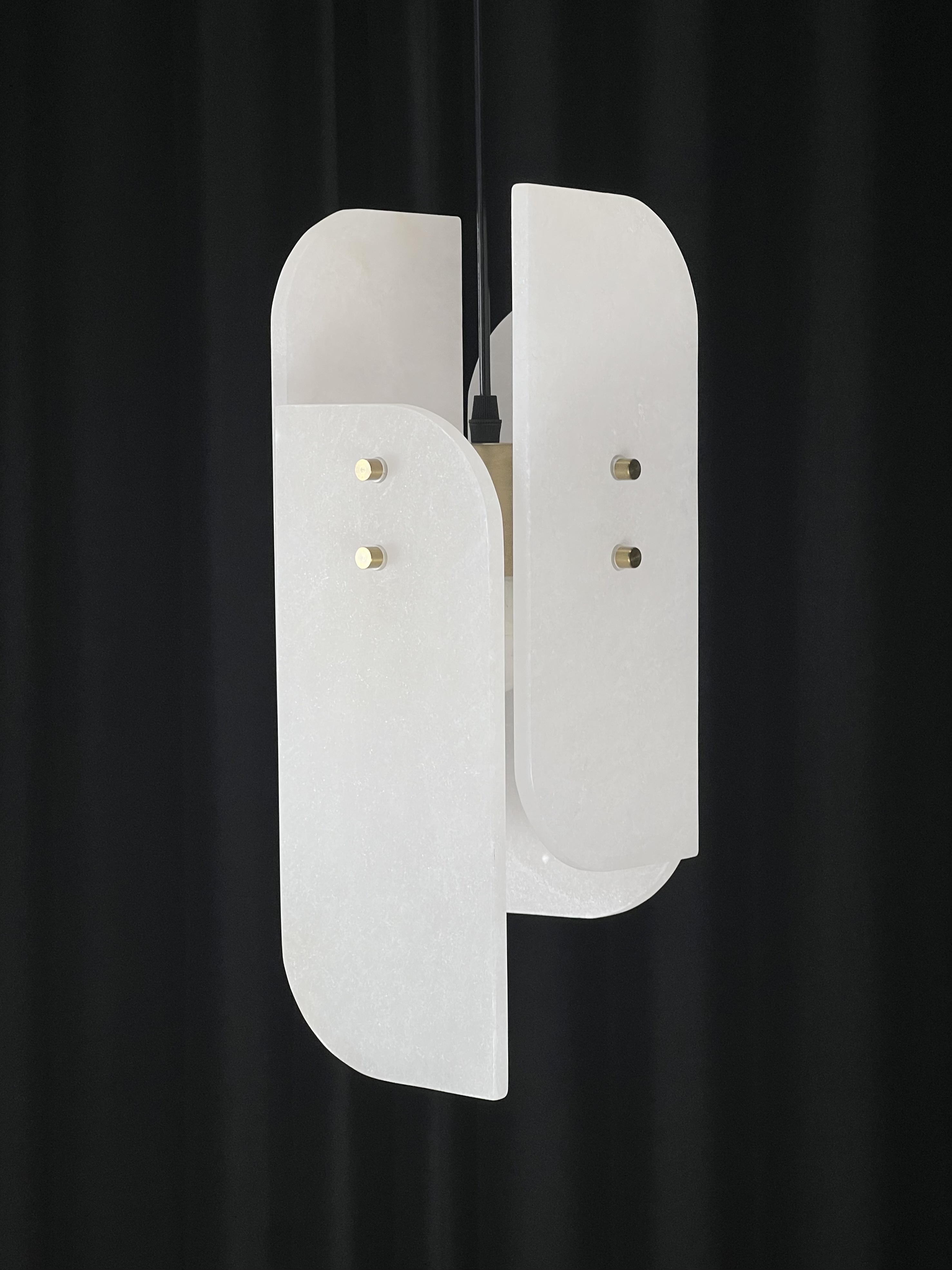 Casailighting “Layered Veil” Alabaster & Brass Pendant Light