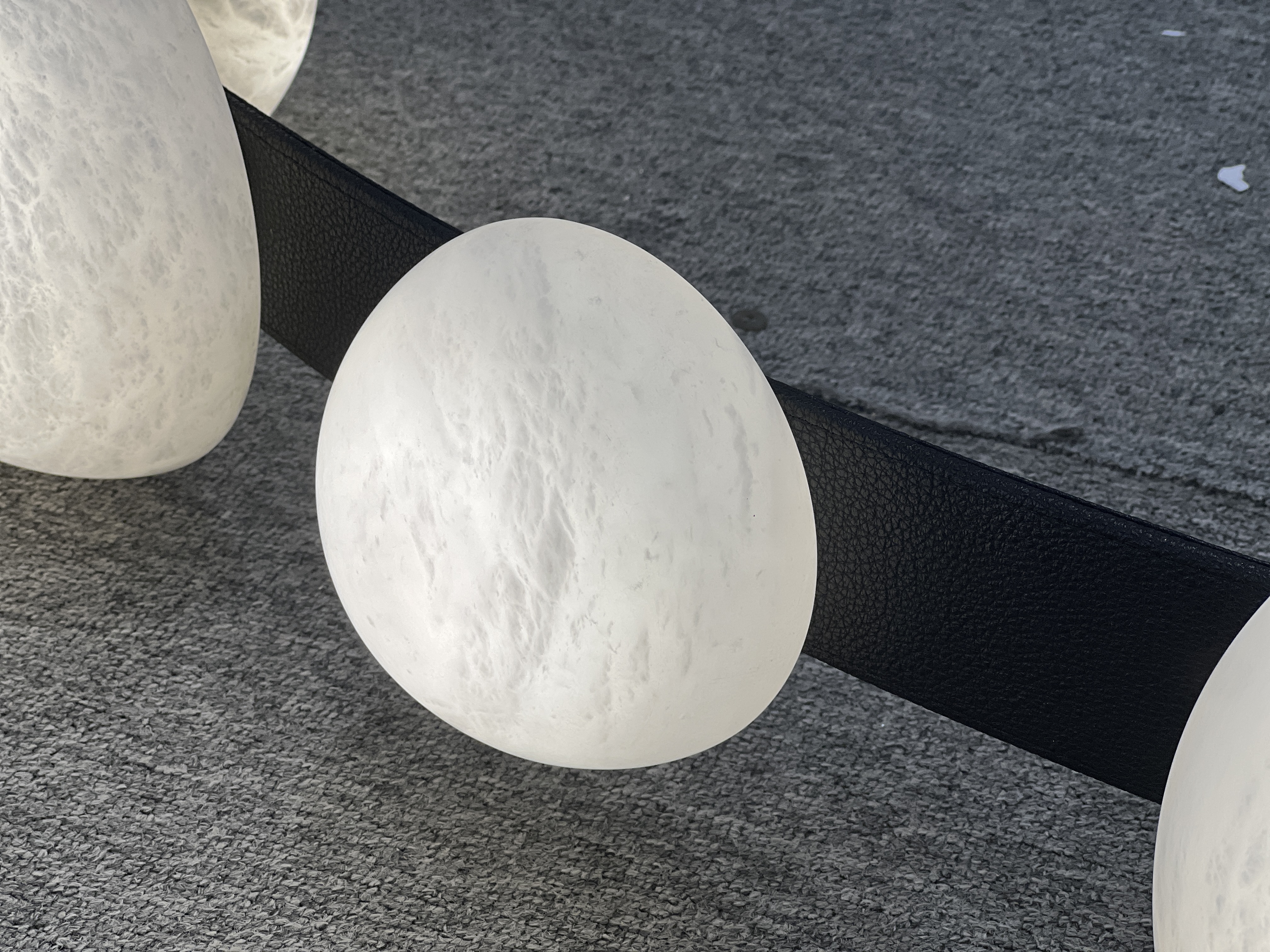 CASA Lighting Alabaster Droplet Leather Strap Chandelier