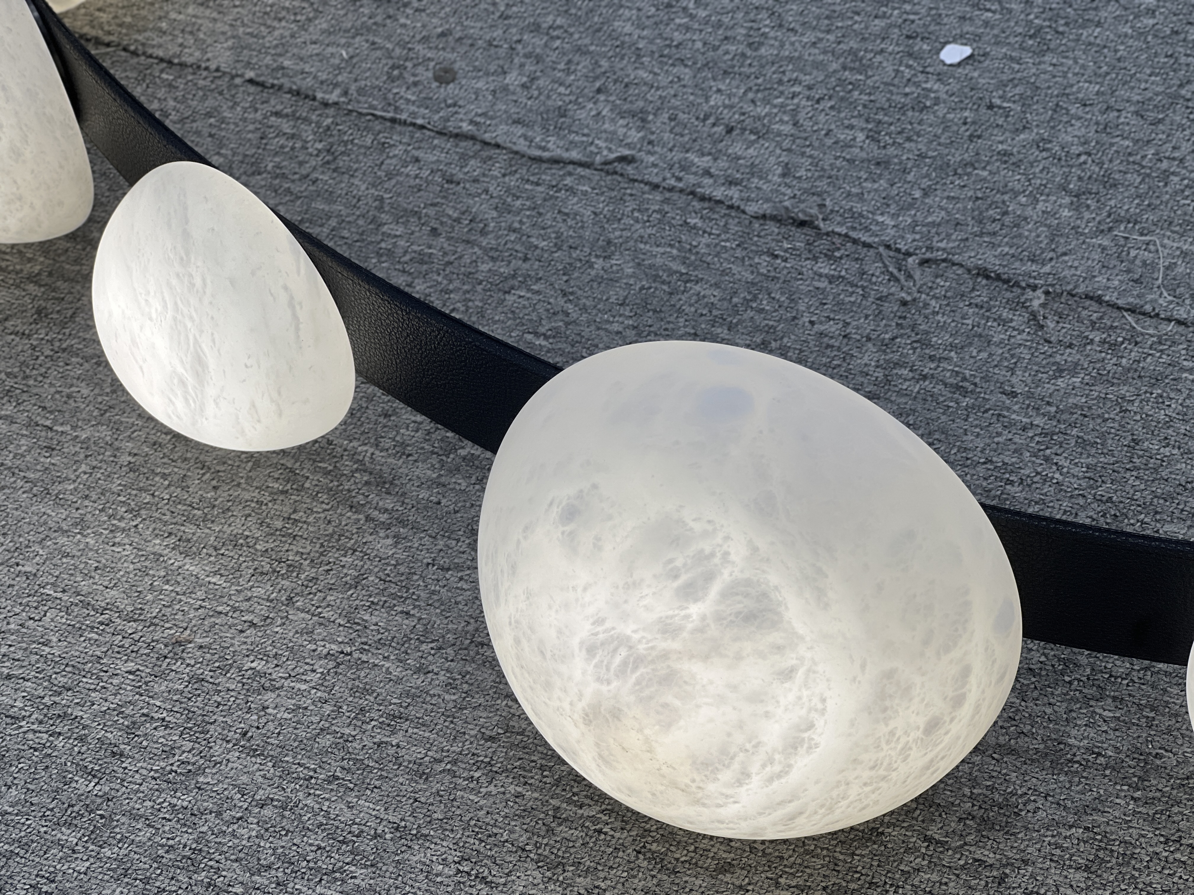 CASA Lighting Alabaster Droplet Leather Strap Chandelier