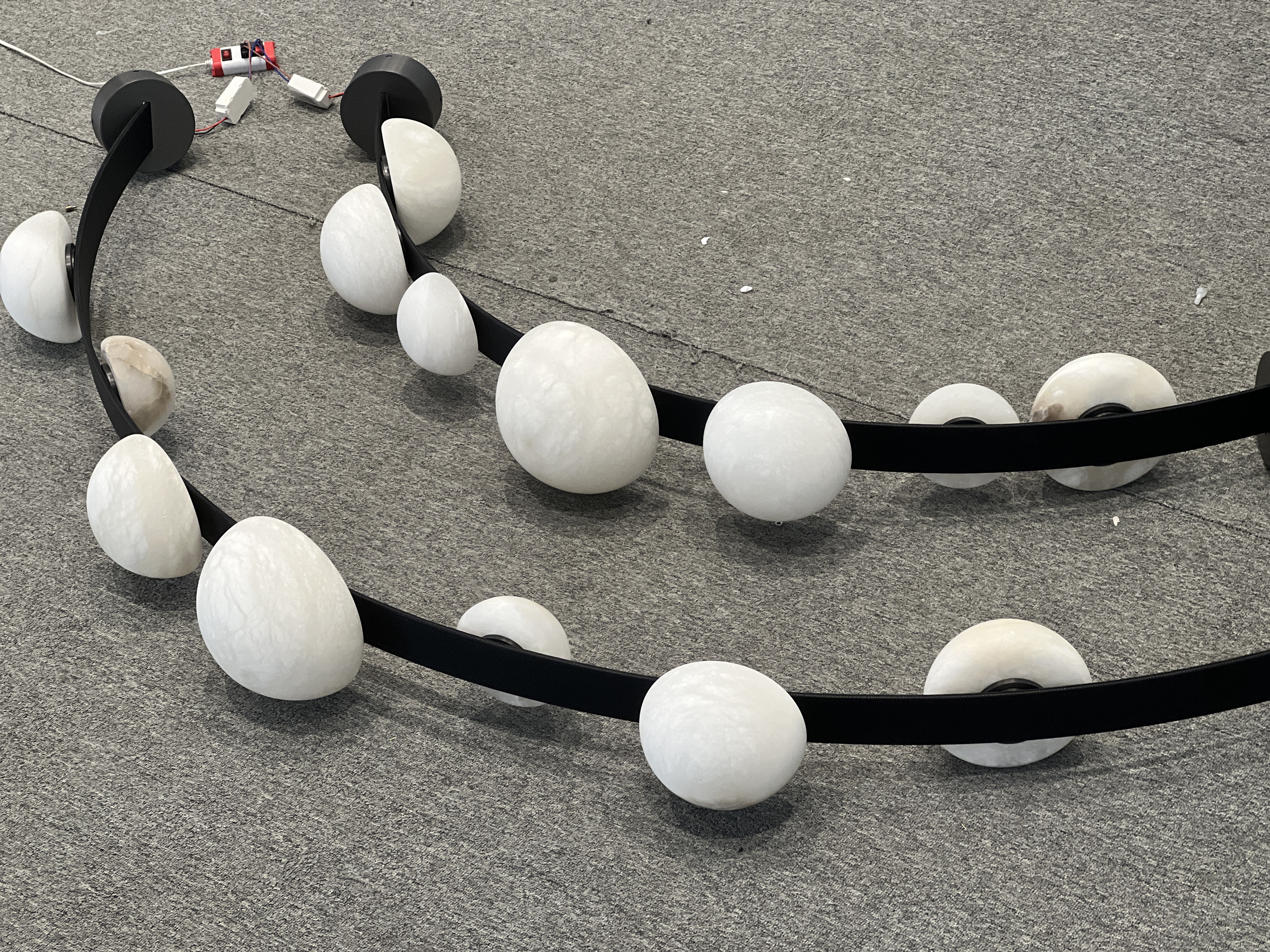 CASA Lighting Alabaster Droplet Leather Strap Chandelier