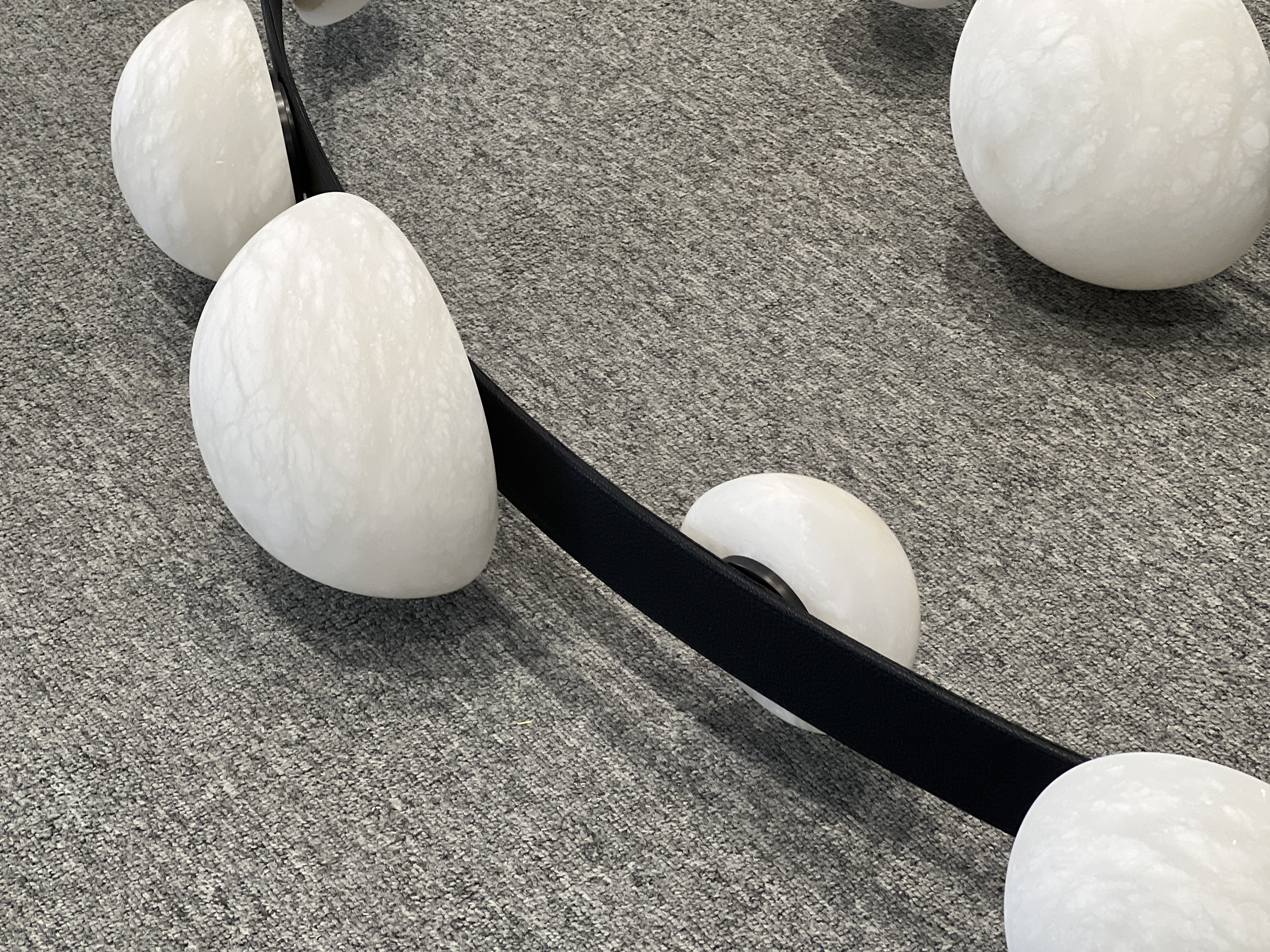 CASA Lighting Alabaster Droplet Leather Strap Chandelier