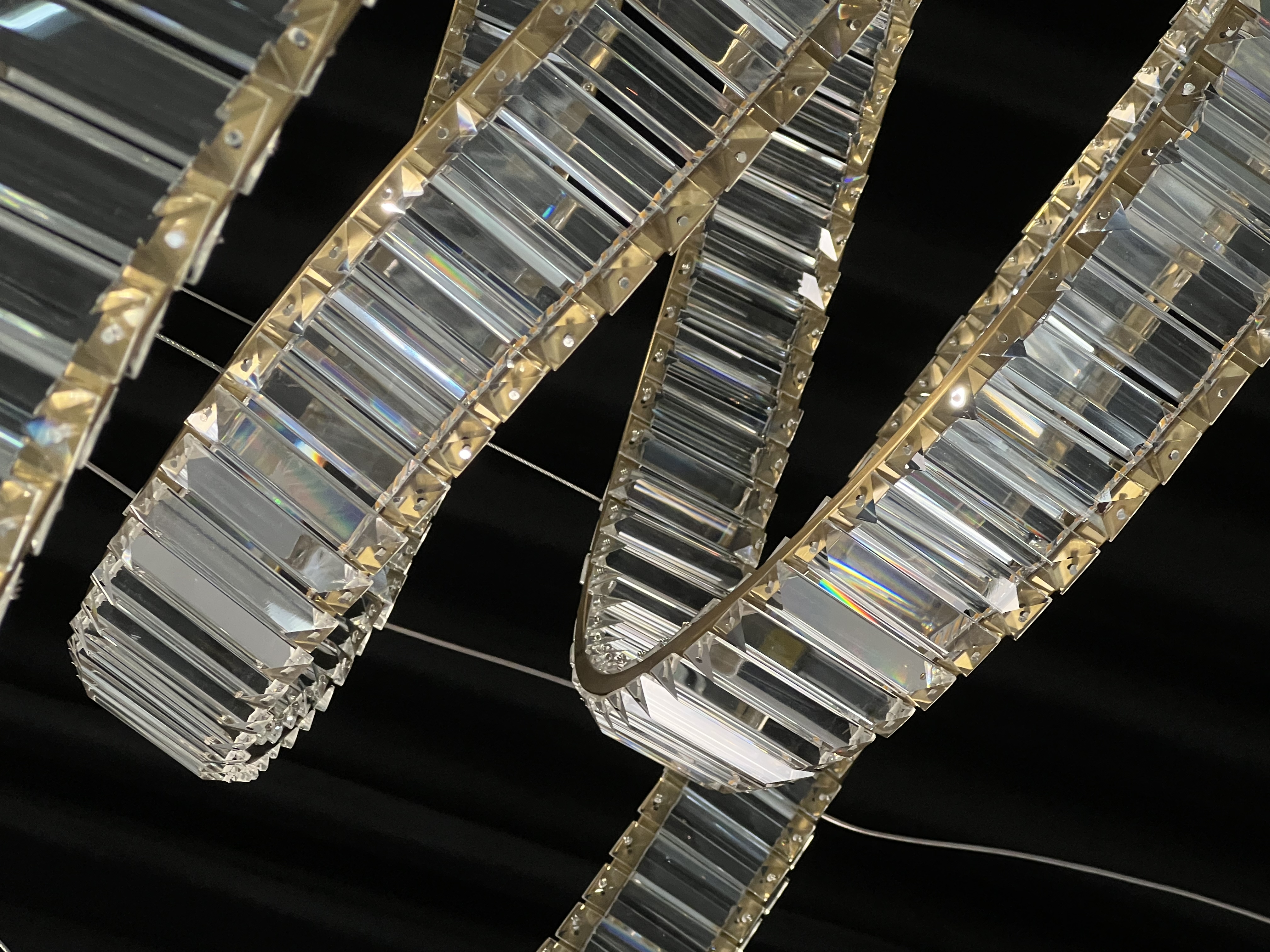 Casailighting “Twist Loop” Crystal & Stainless Steel Chandelier