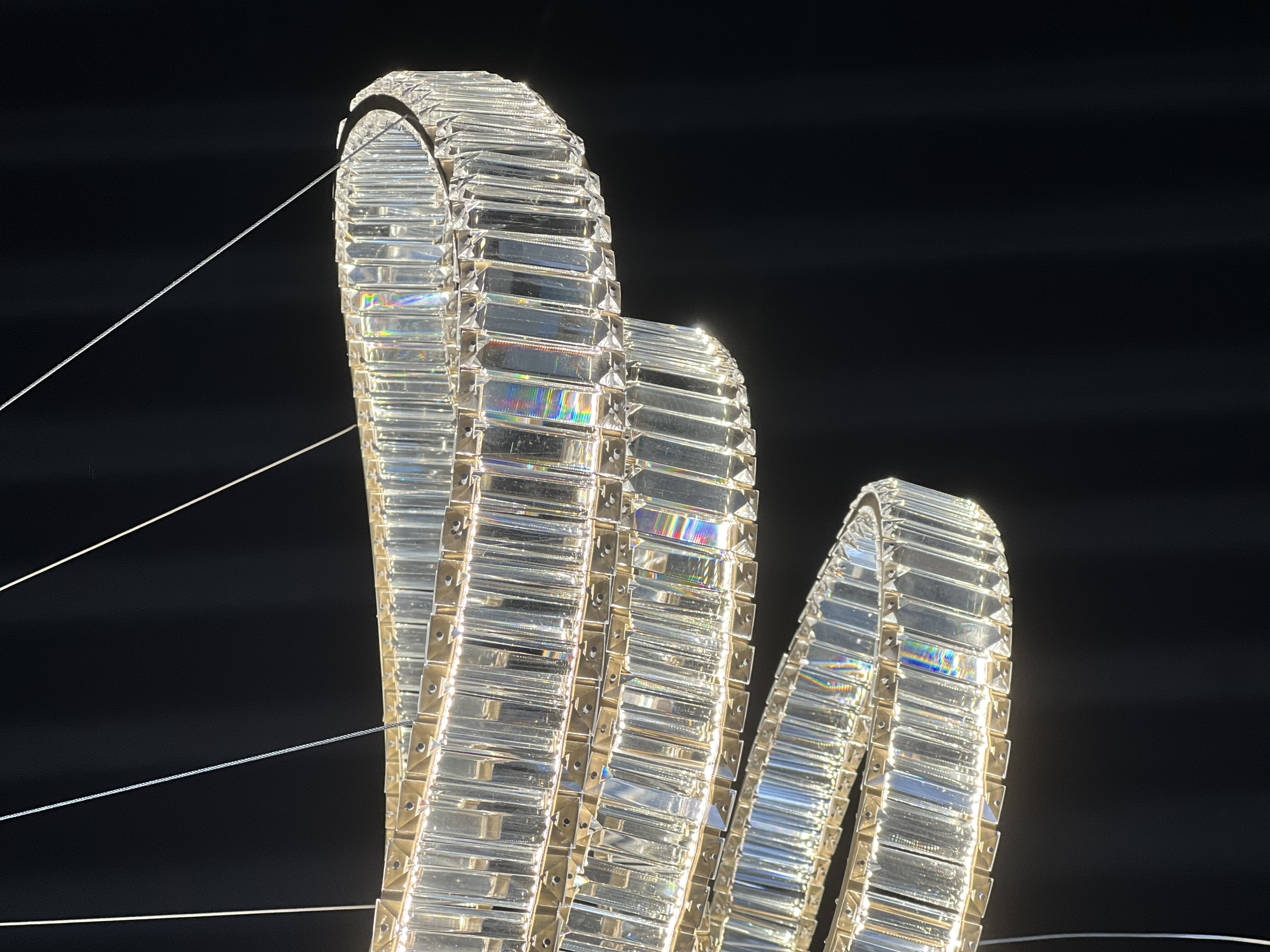 Casailighting “Twist Loop” Crystal & Stainless Steel Chandelier