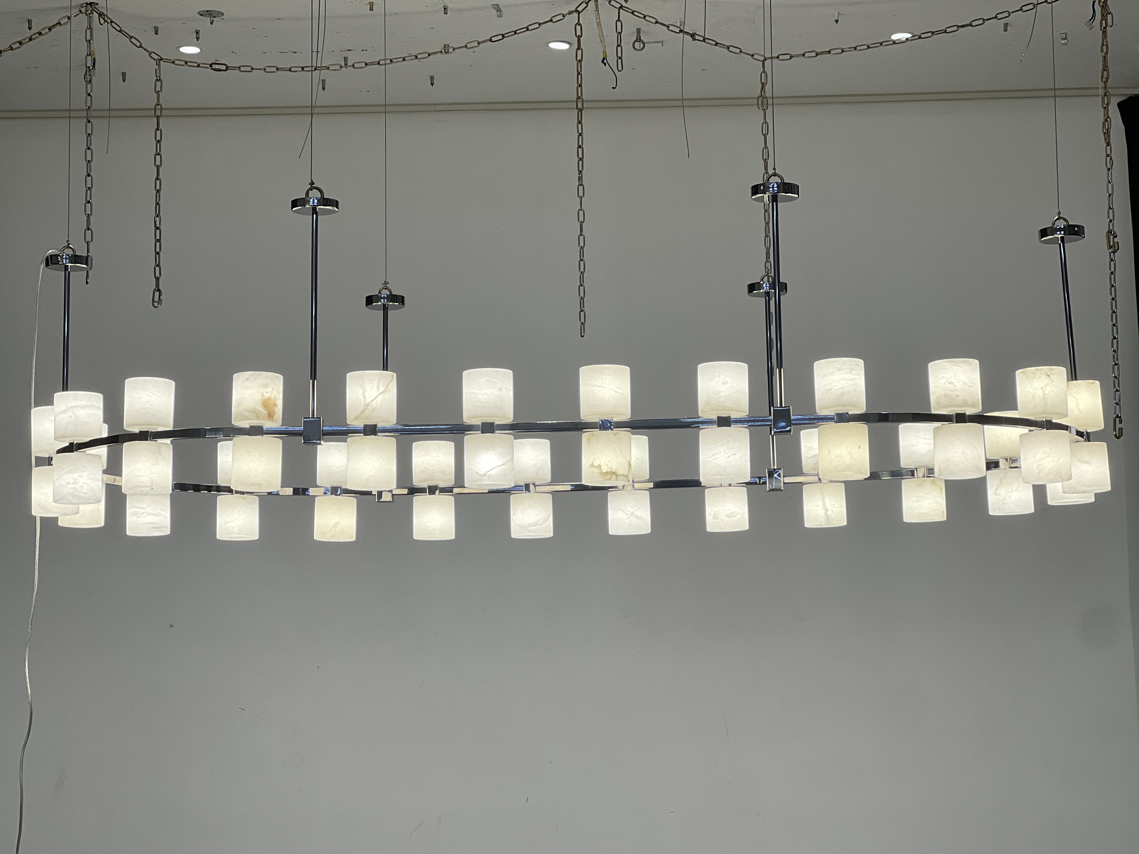 CASA Lighting Oval Alabaster & Brass Chandelier 