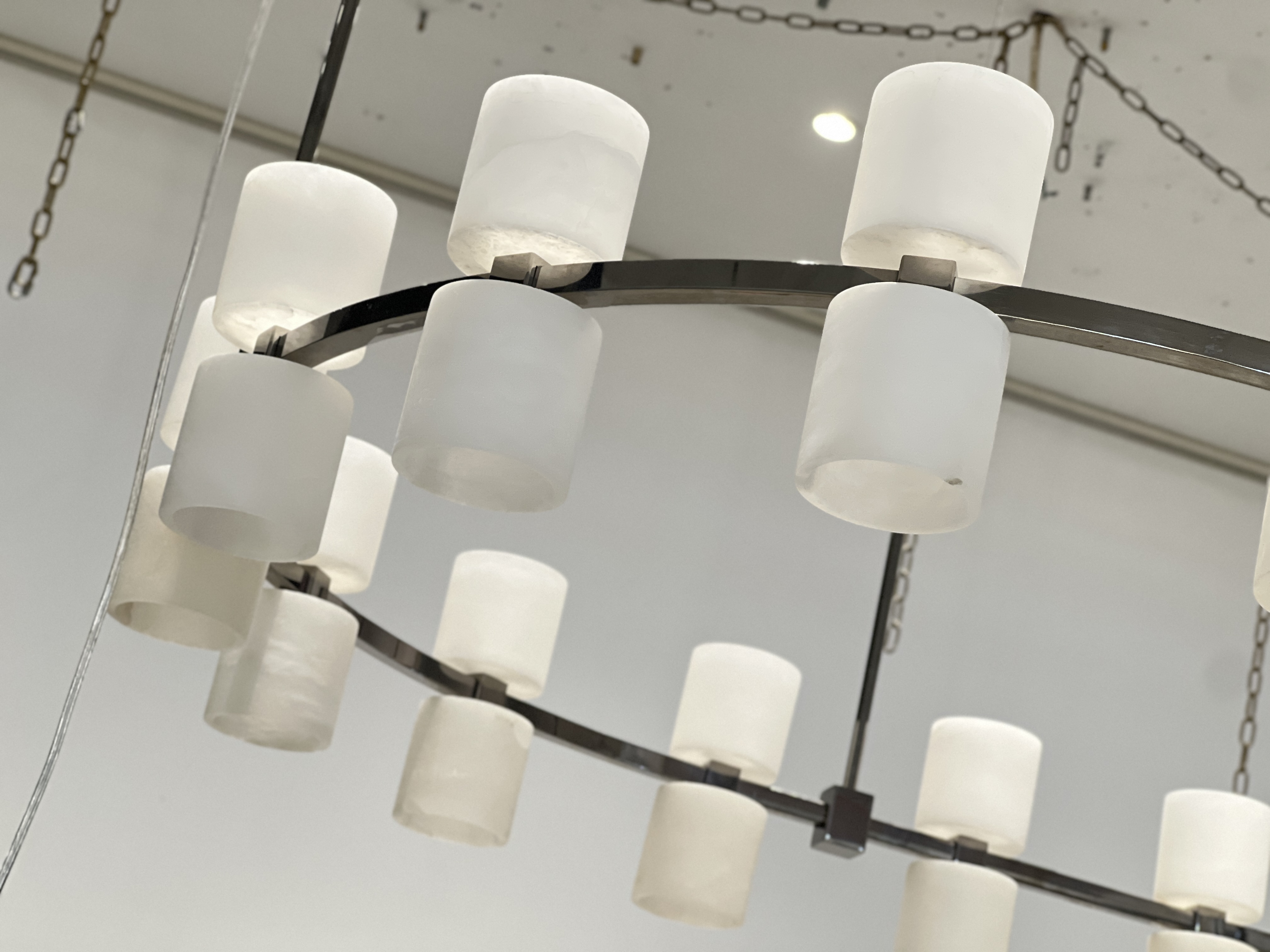 CASA Lighting Oval Alabaster & Brass Chandelier 