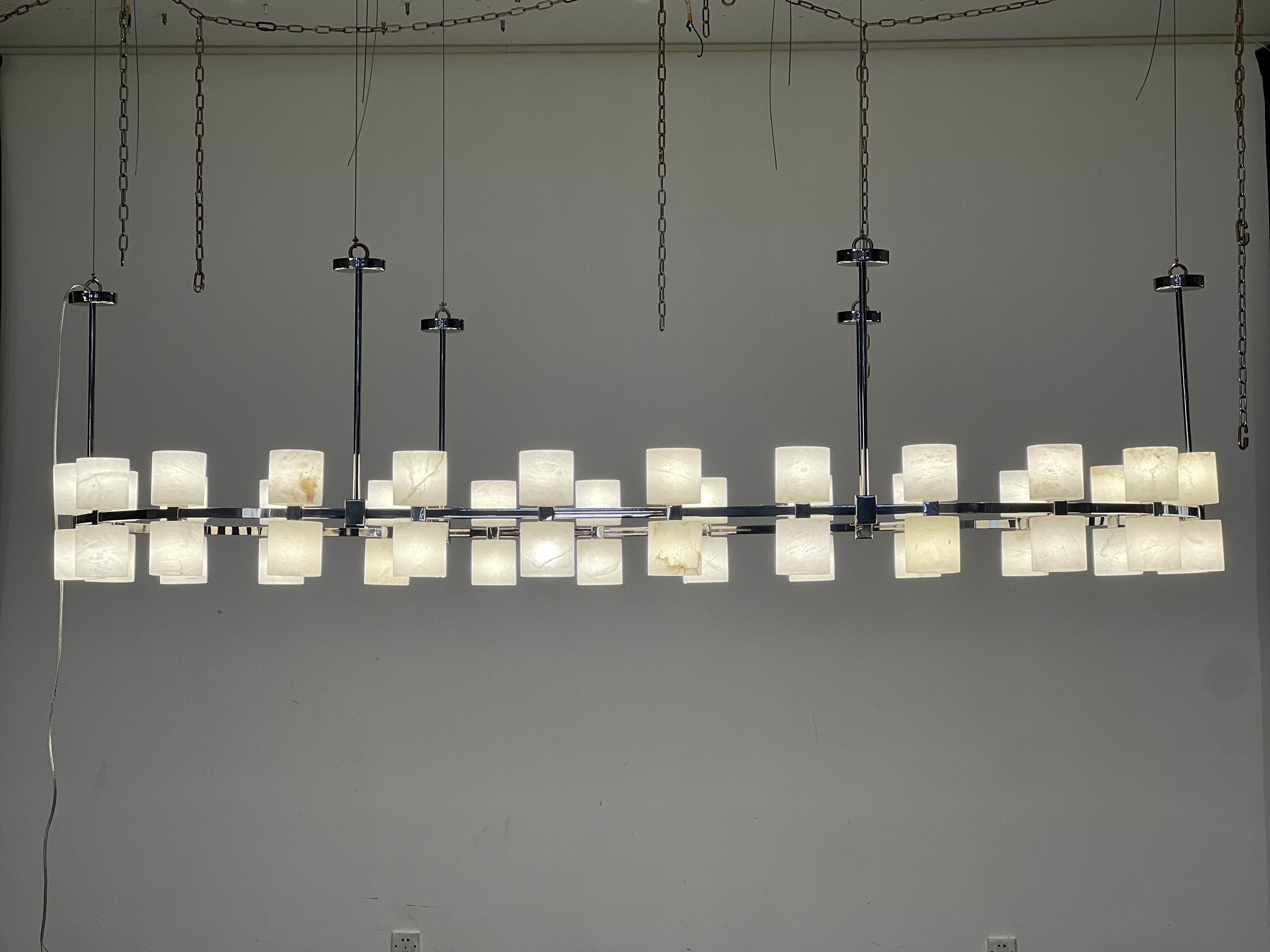 CASA Lighting Oval Alabaster & Brass Chandelier 