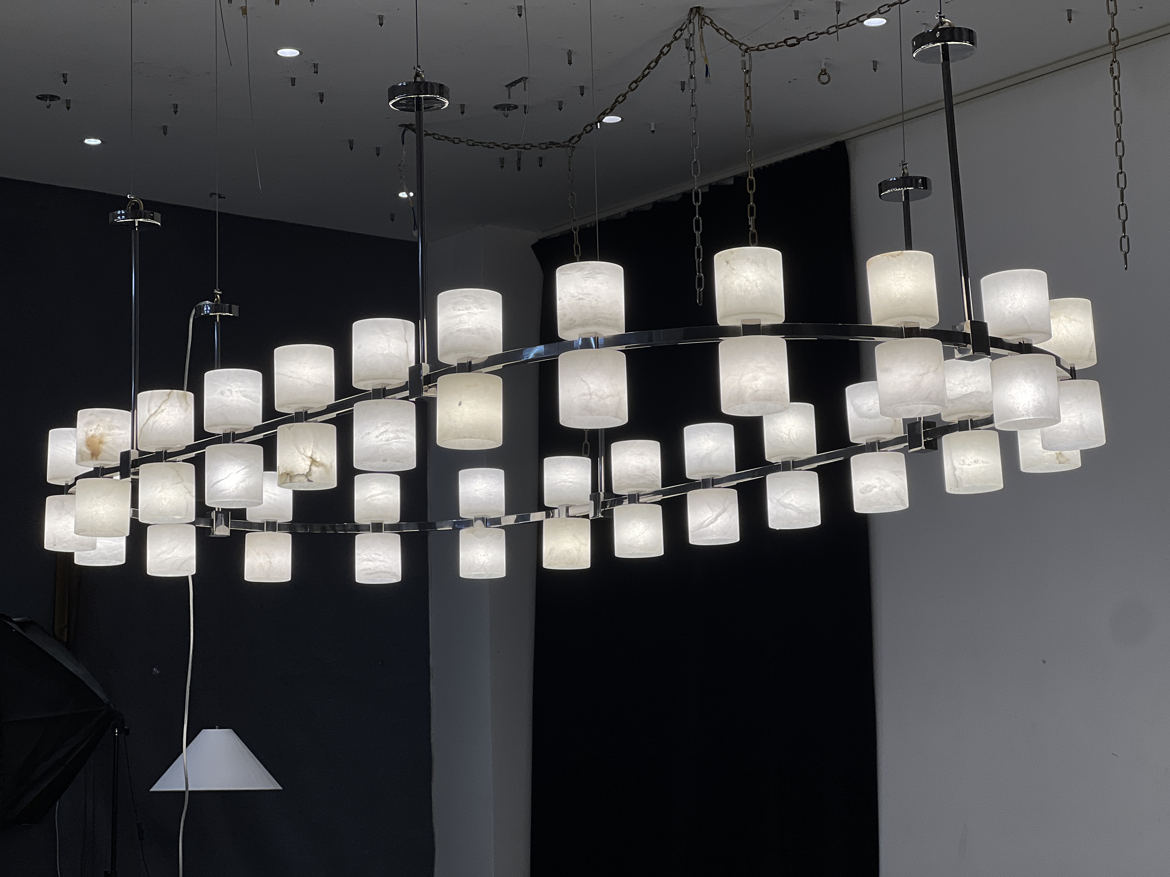 CASA Lighting Oval Alabaster & Brass Chandelier 