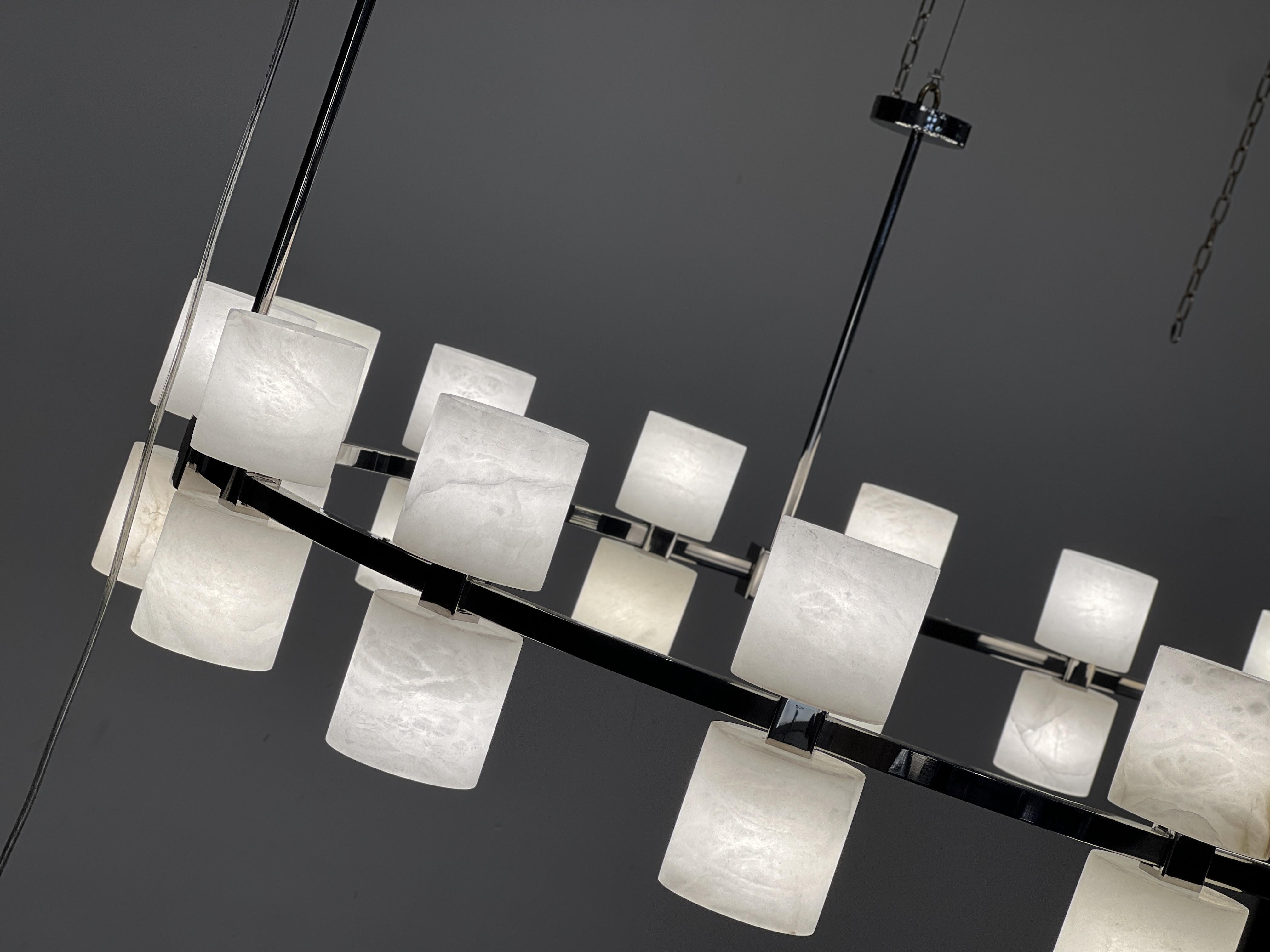 CASA Lighting Oval Alabaster & Brass Chandelier 