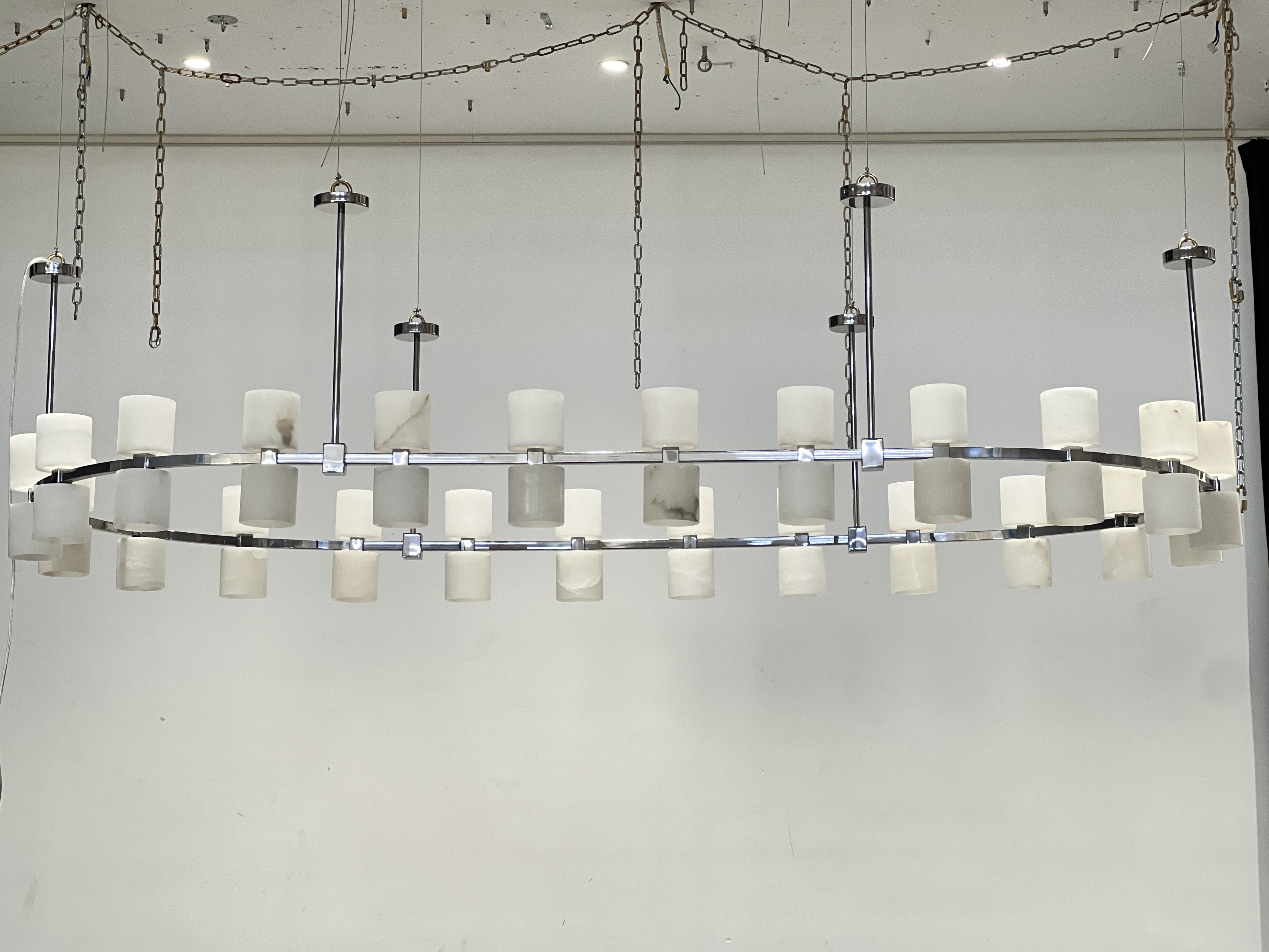 CASA Lighting Oval Alabaster & Brass Chandelier 