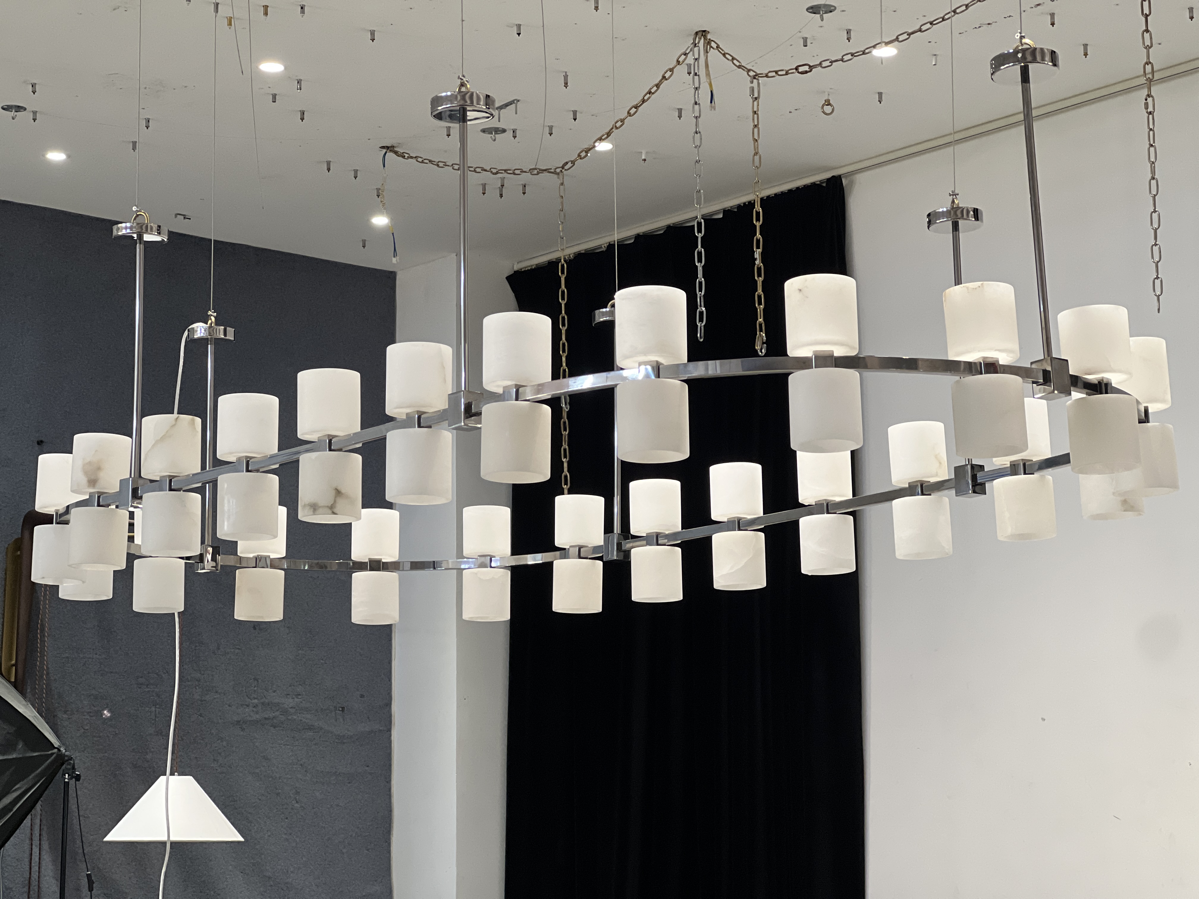 CASA Lighting Oval Alabaster & Brass Chandelier 