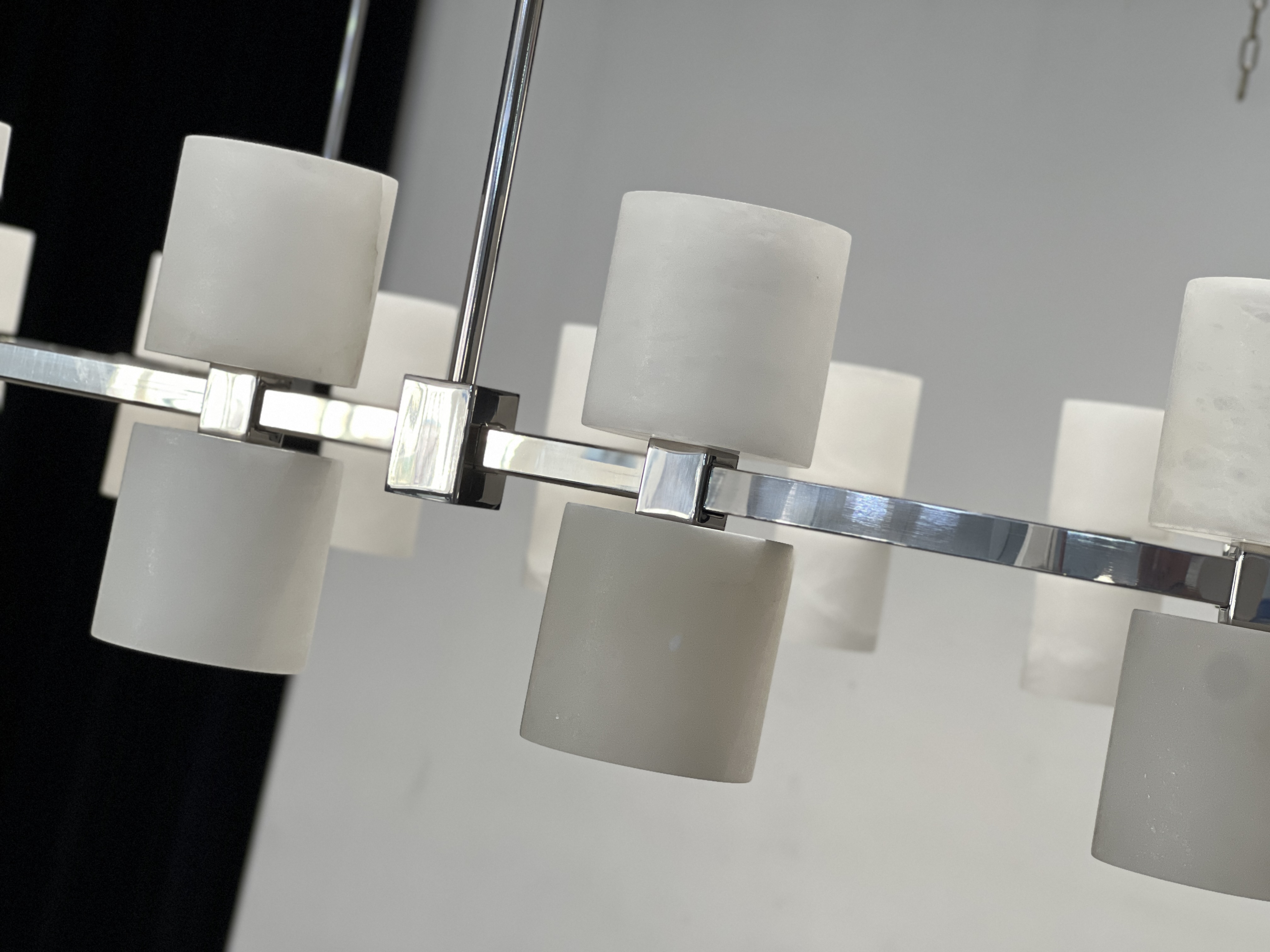 CASA Lighting Oval Alabaster & Brass Chandelier 