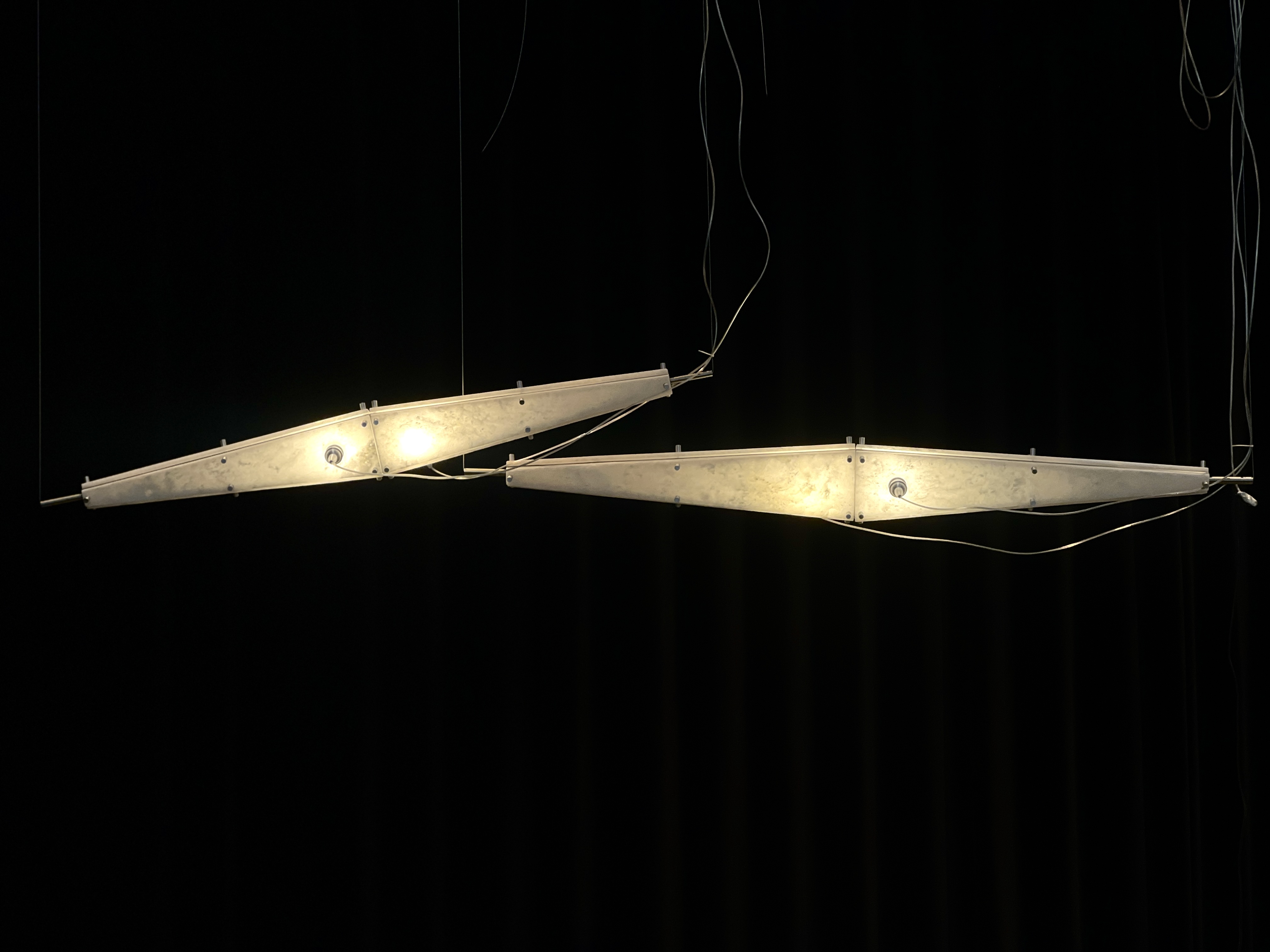 CASA Lighting Fragment Alabaster Chandelier - Natural Stone & Brass Linear Pendant