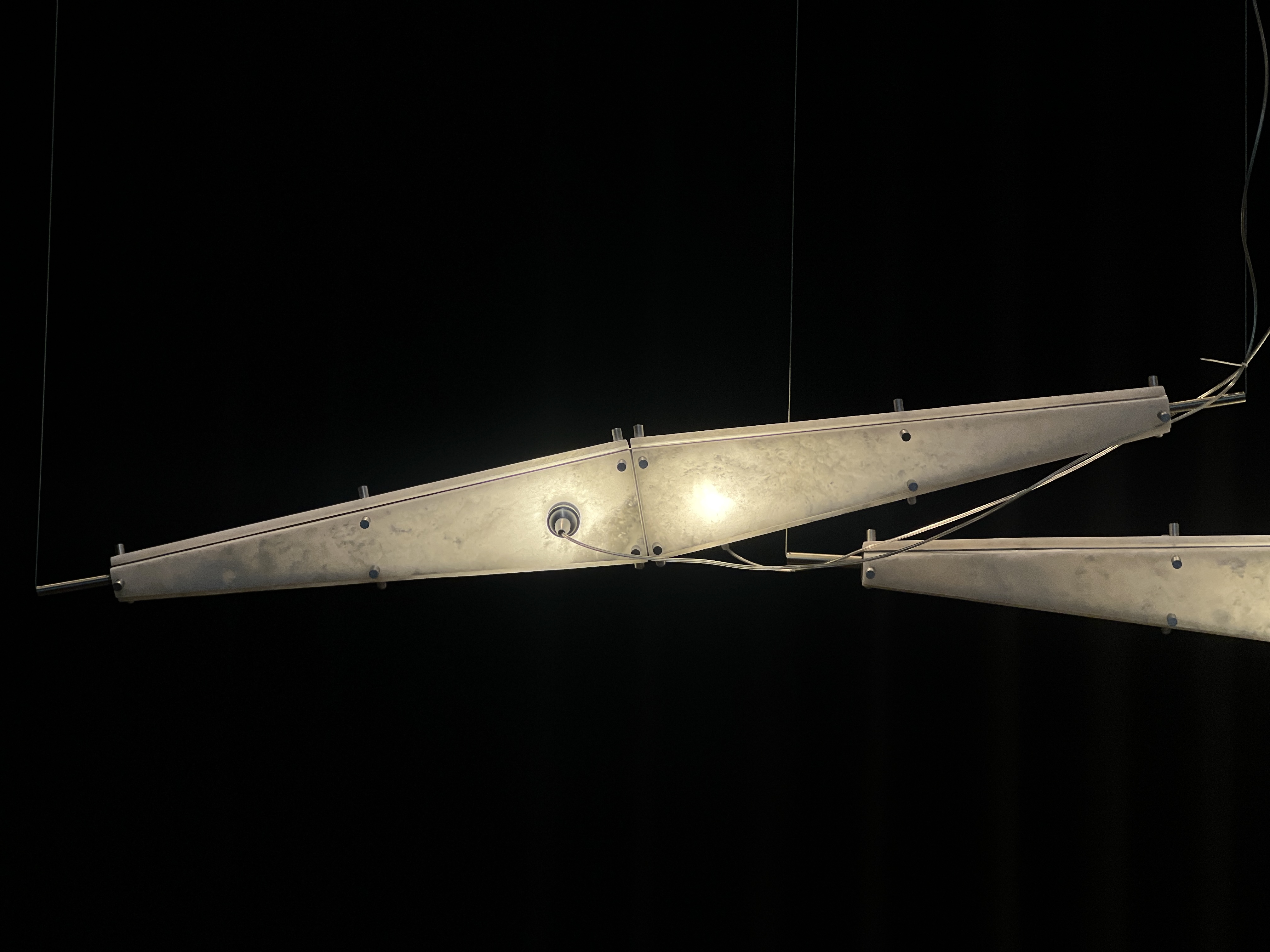 CASA Lighting Fragment Alabaster Chandelier - Natural Stone & Brass Linear Pendant