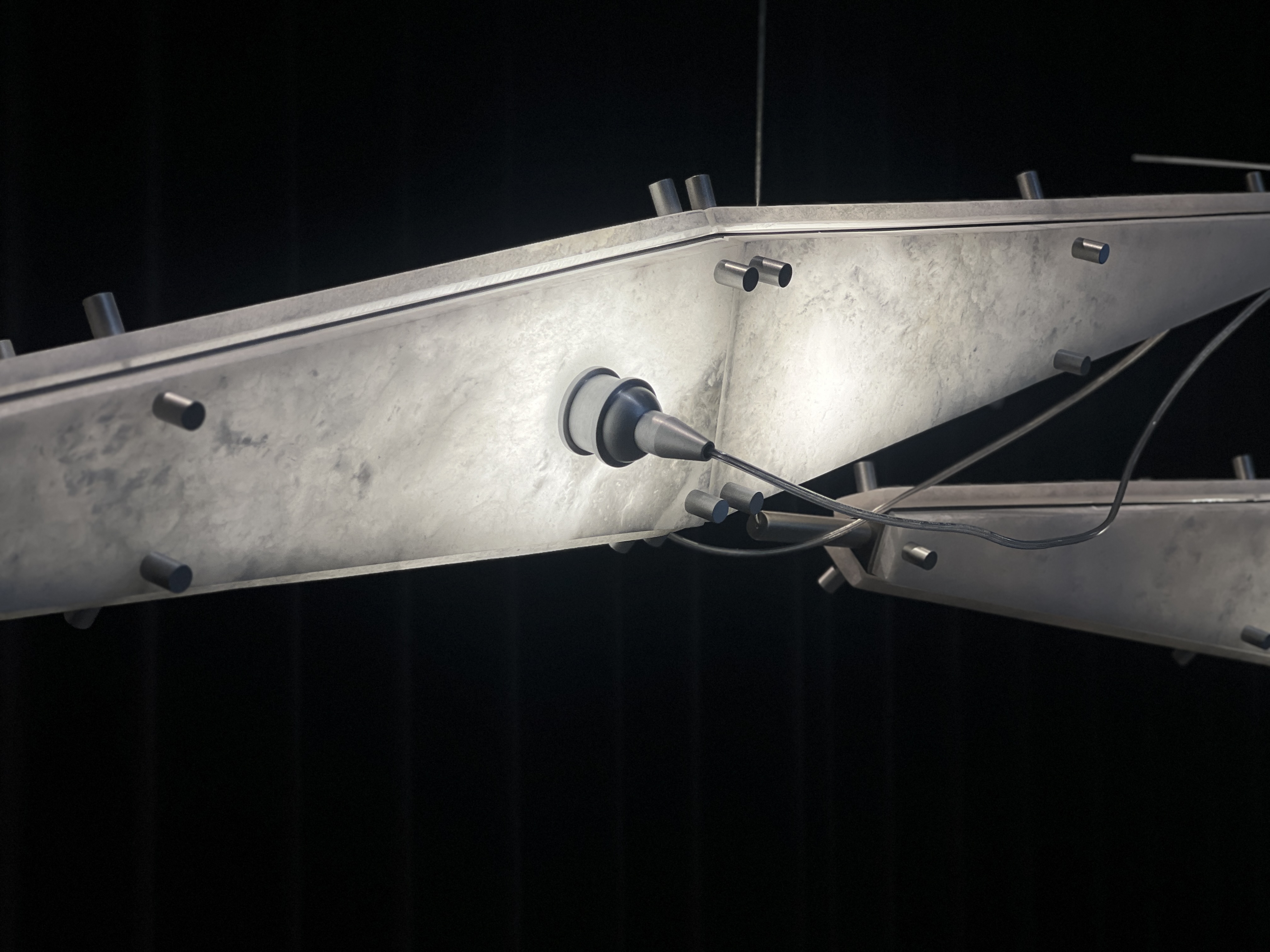 CASA Lighting Fragment Alabaster Chandelier - Natural Stone & Brass Linear Pendant