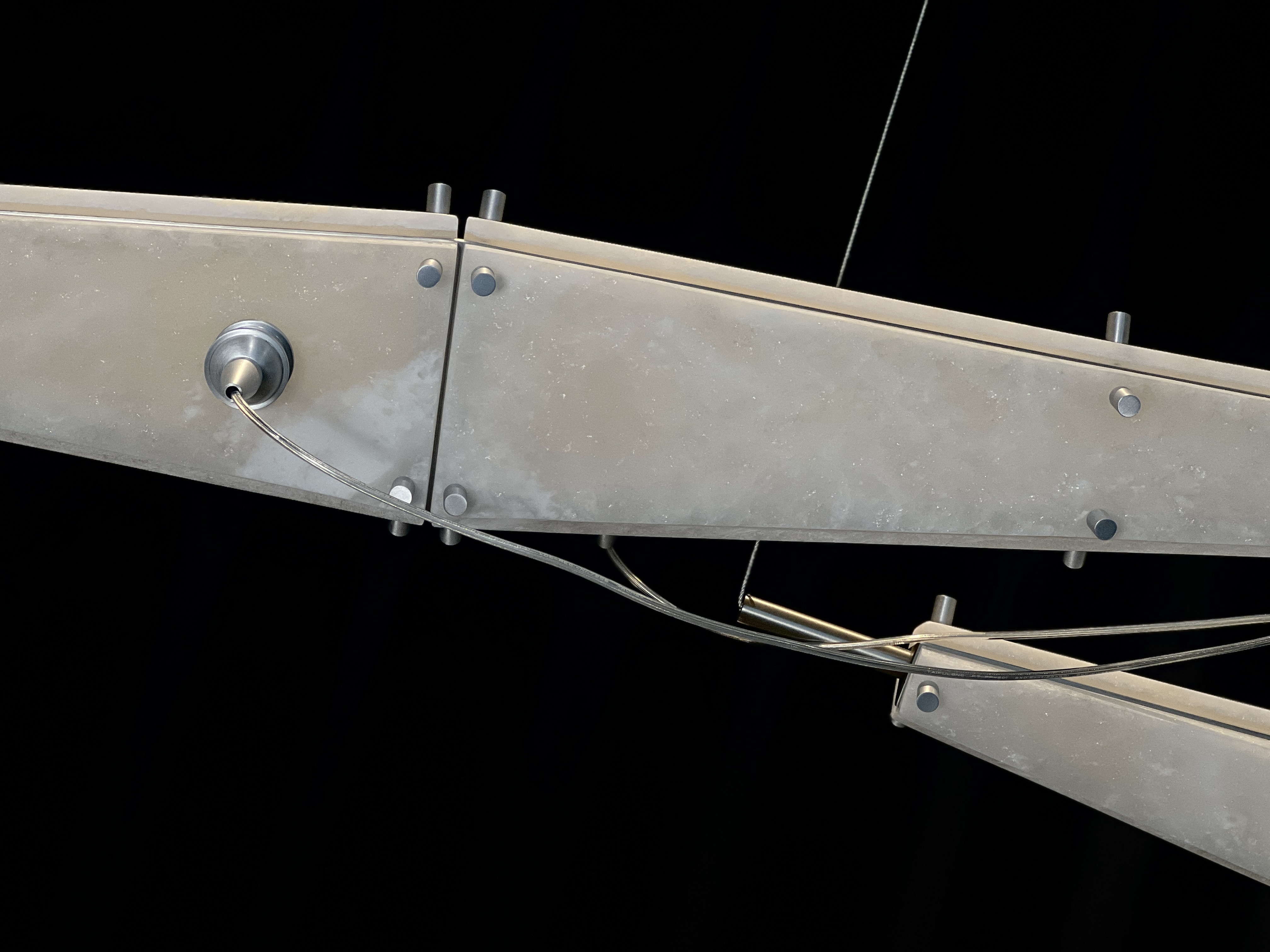 CASA Lighting Fragment Alabaster Chandelier - Natural Stone & Brass Linear Pendant