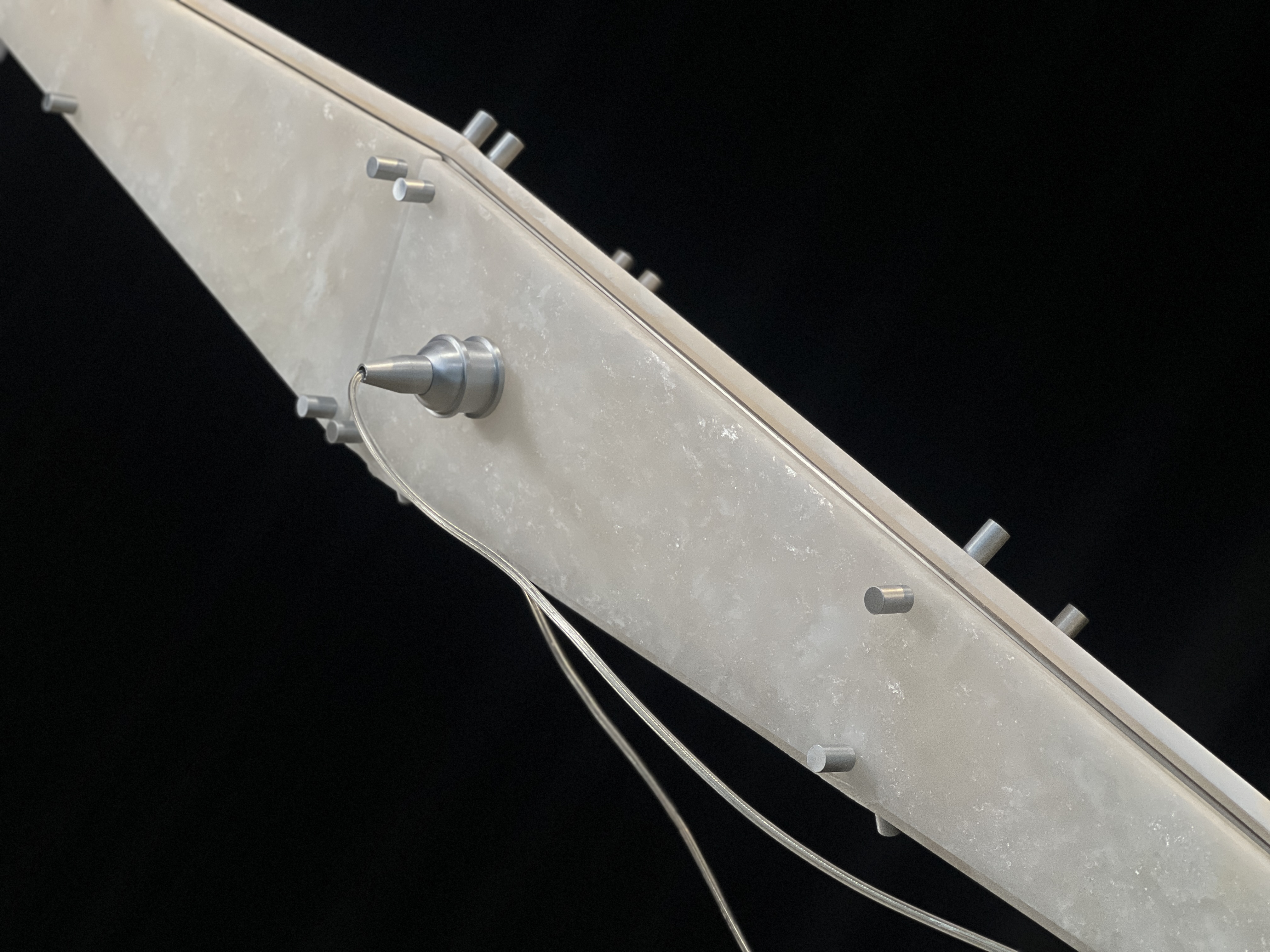 CASA Lighting Fragment Alabaster Chandelier - Natural Stone & Brass Linear Pendant