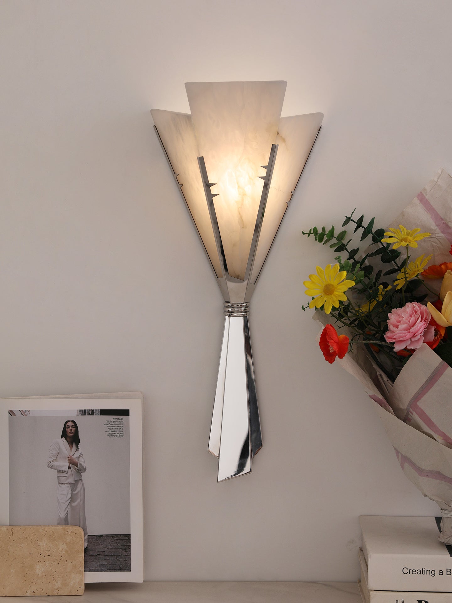 Florent Alabaster Fan Wall Sconce