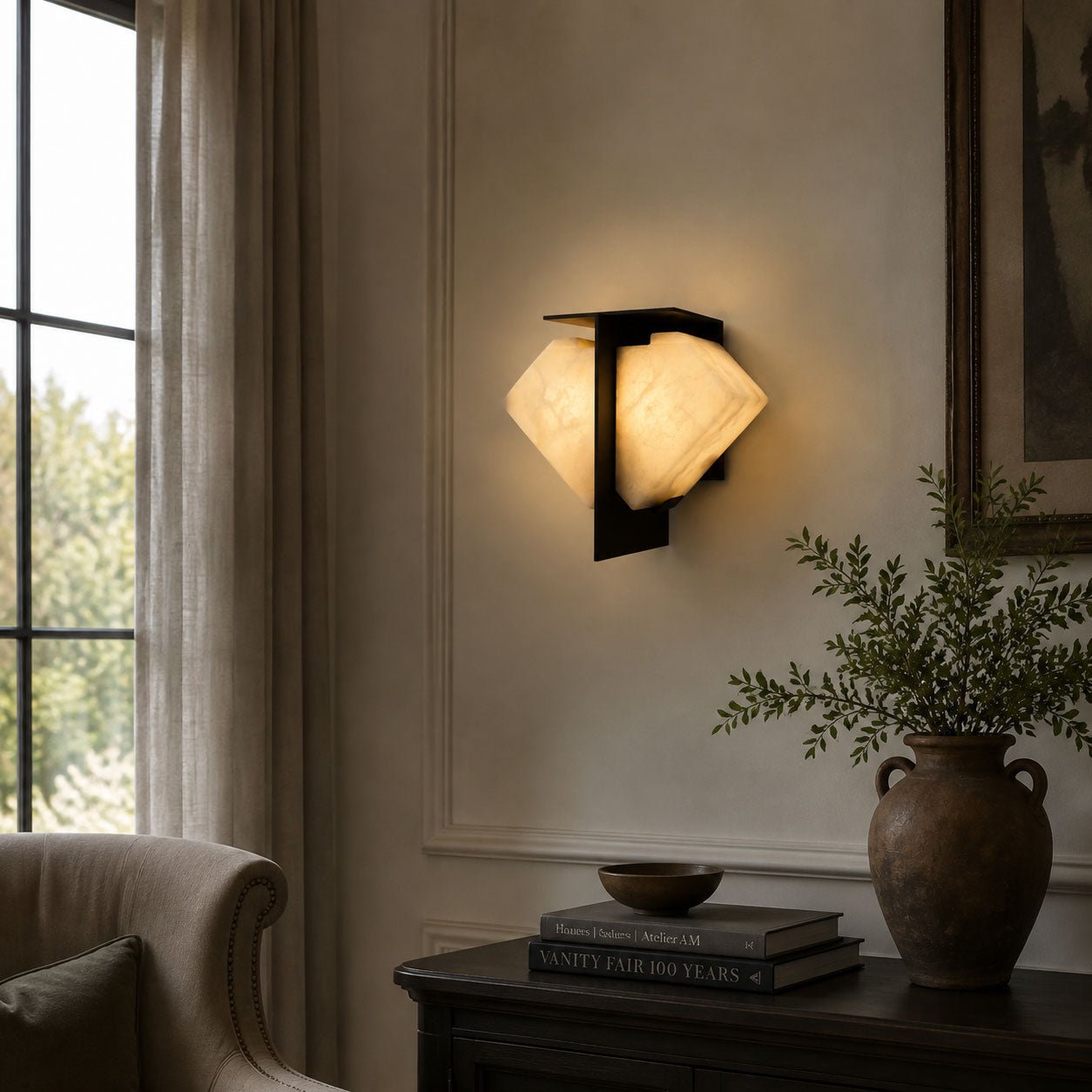 Folded Halo Alabaster Wall Sconce