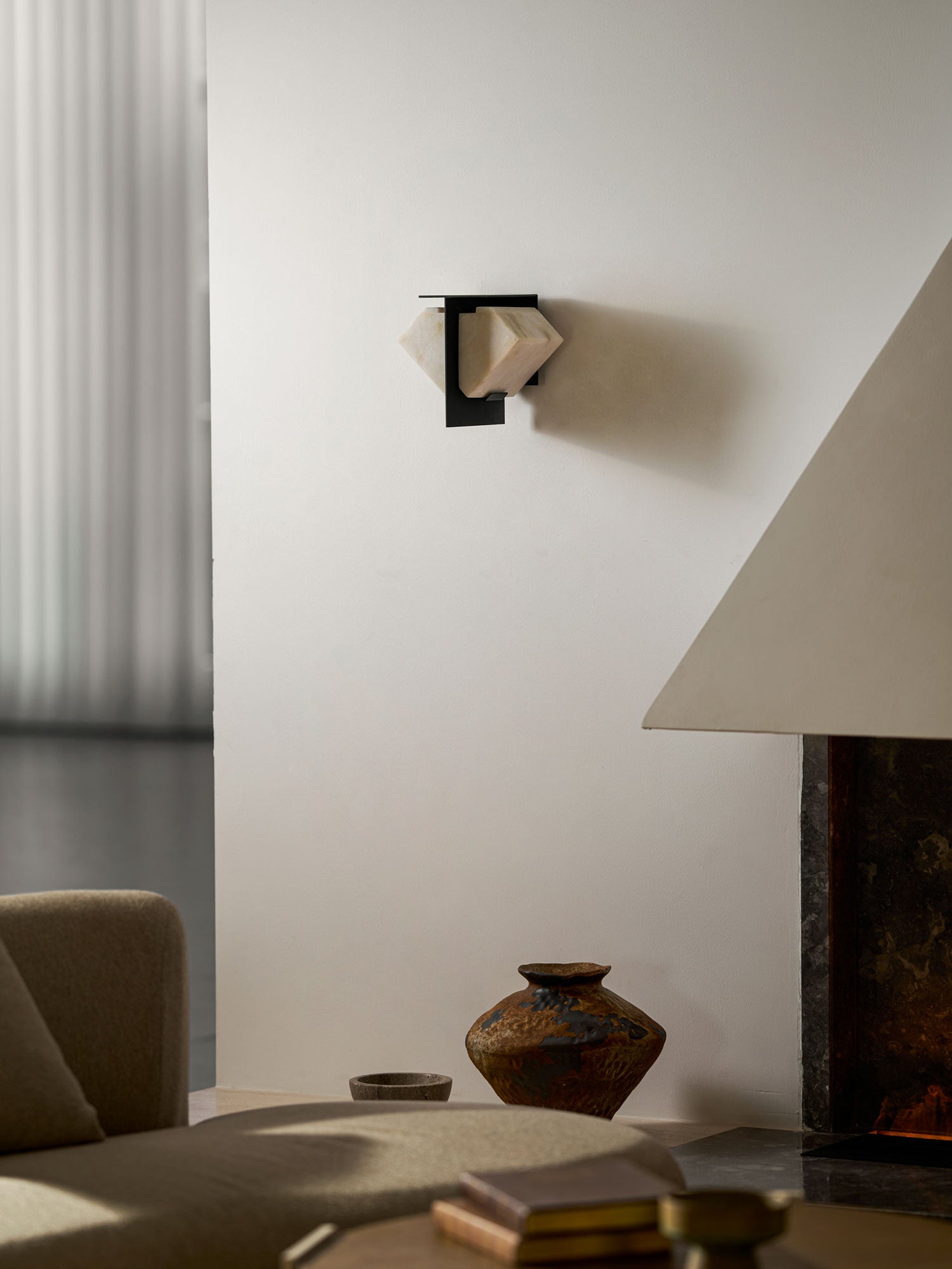 Folded Halo Alabaster Wall Sconce