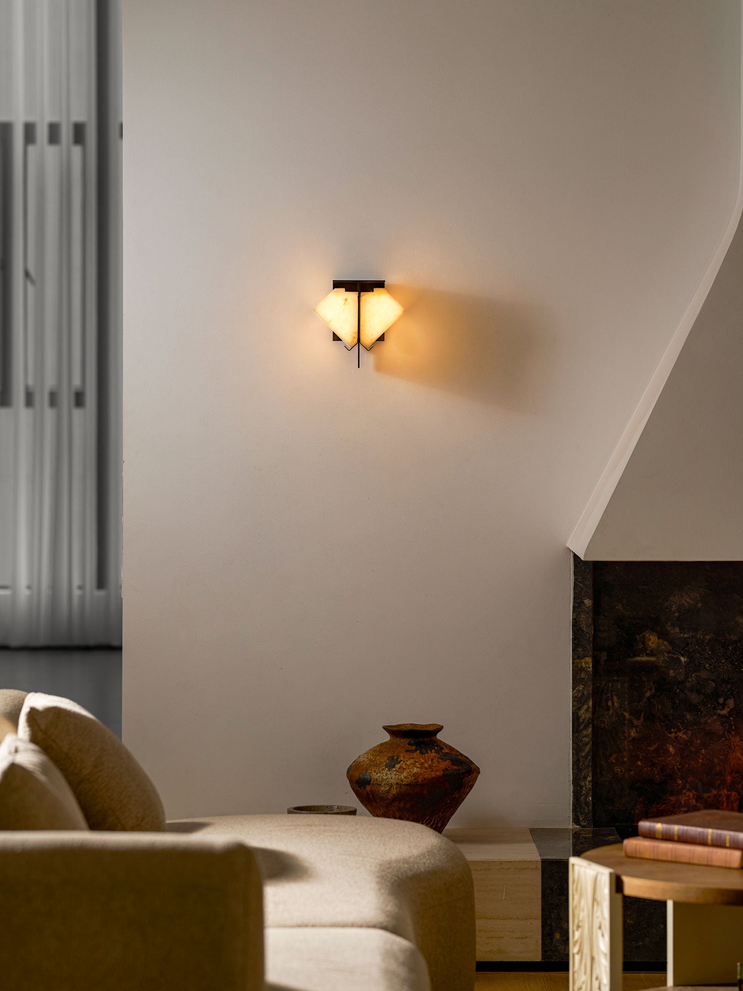 Folded Halo Alabaster Wall Sconce