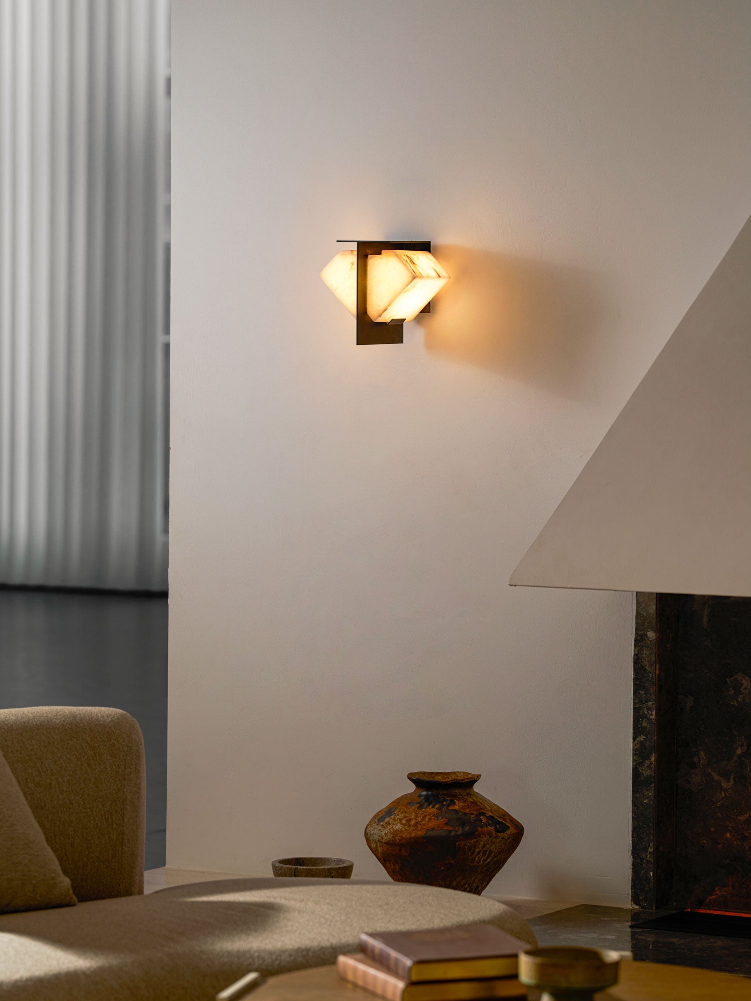 Folded Halo Alabaster Wall Sconce