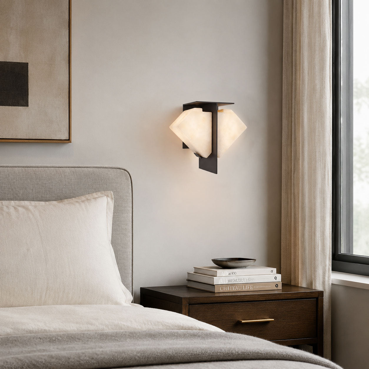Folded Halo Alabaster Wall Sconce