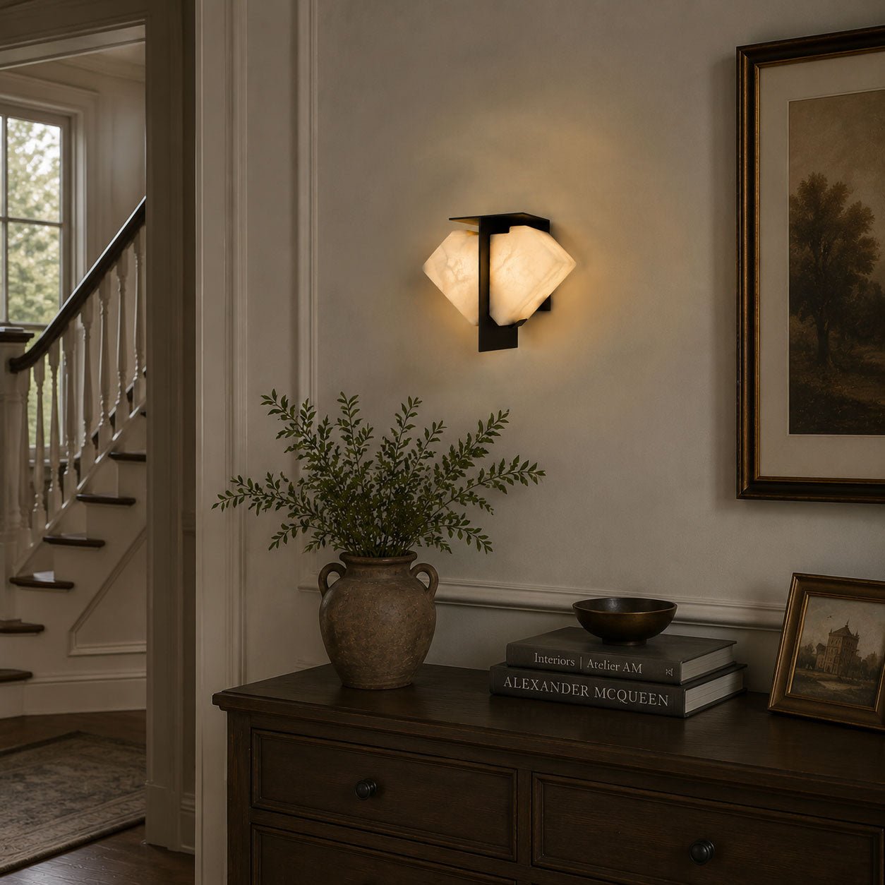 Folded Halo Alabaster Wall Sconce