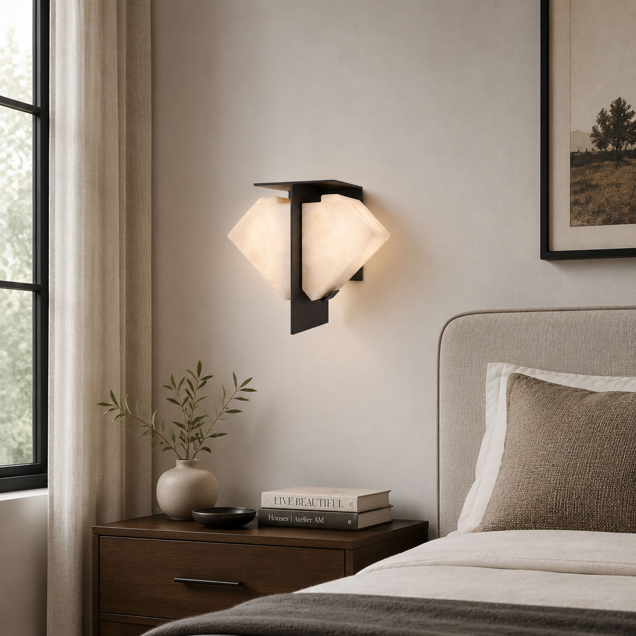 Folded Halo Alabaster Wall Sconce