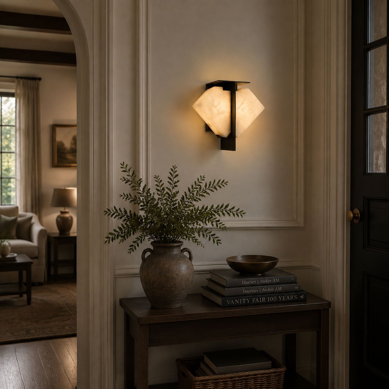 Folded Halo Alabaster Wall Sconce