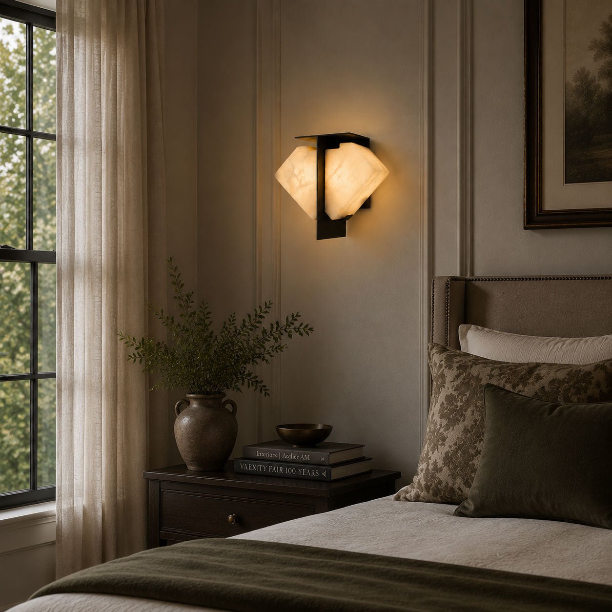 Folded Halo Alabaster Wall Sconce
