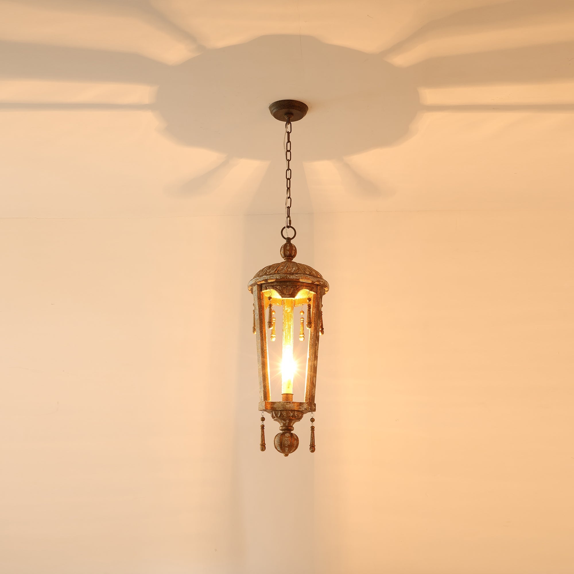 French Woodcarving Lantern Pendant Lamp
