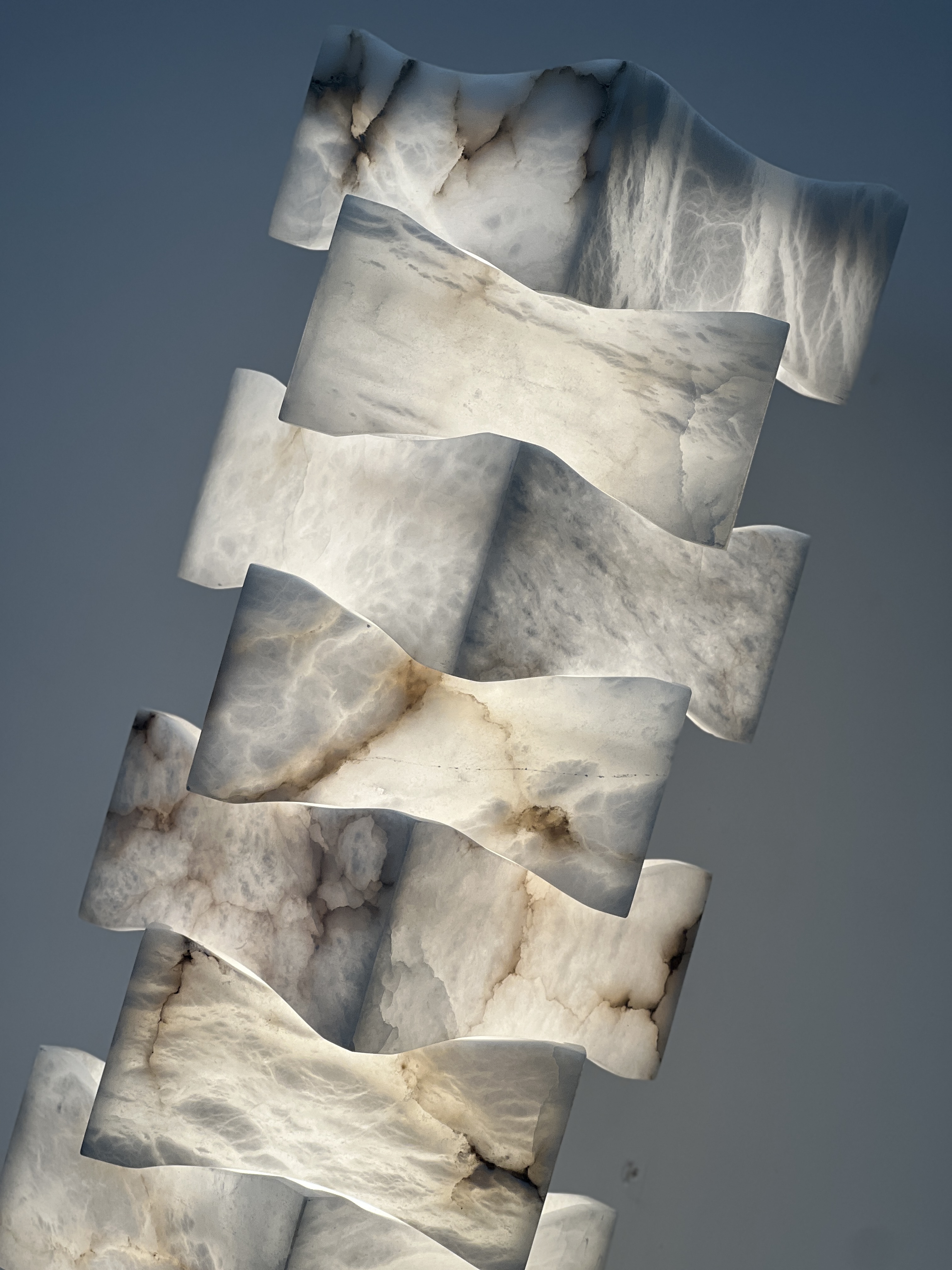 CASA Lighting Handcrafted Layered Alabaster Floor Lamp