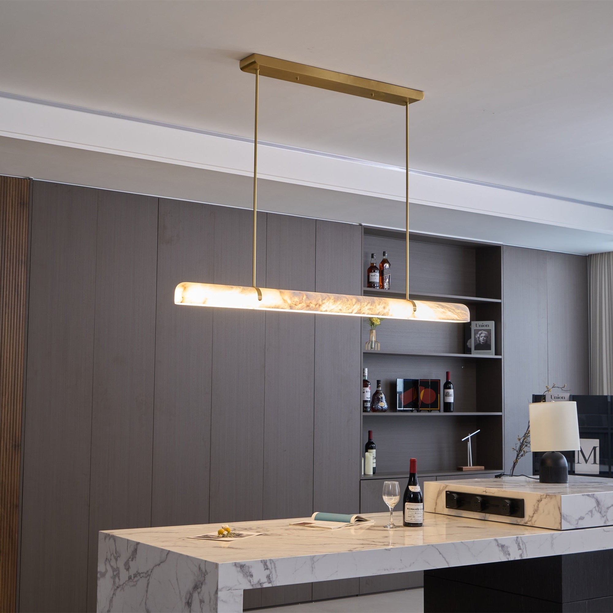 Linear Alabaster Chandelier