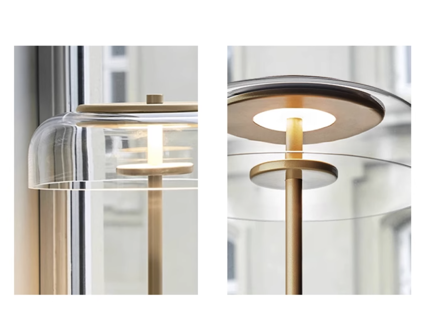Casailighting “Lume Dome” Brass & Glass Table Lamp