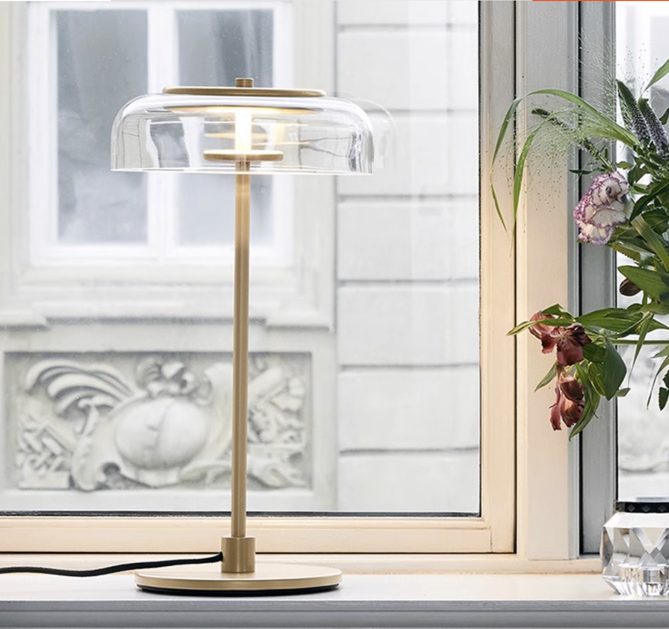Casailighting “Lume Dome” Brass & Glass Table Lamp