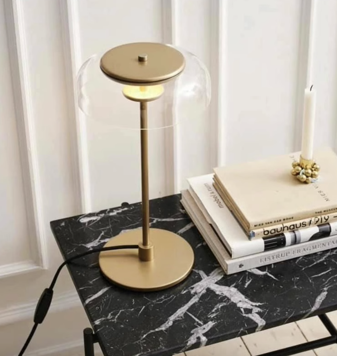 Casailighting “Lume Dome” Brass & Glass Table Lamp