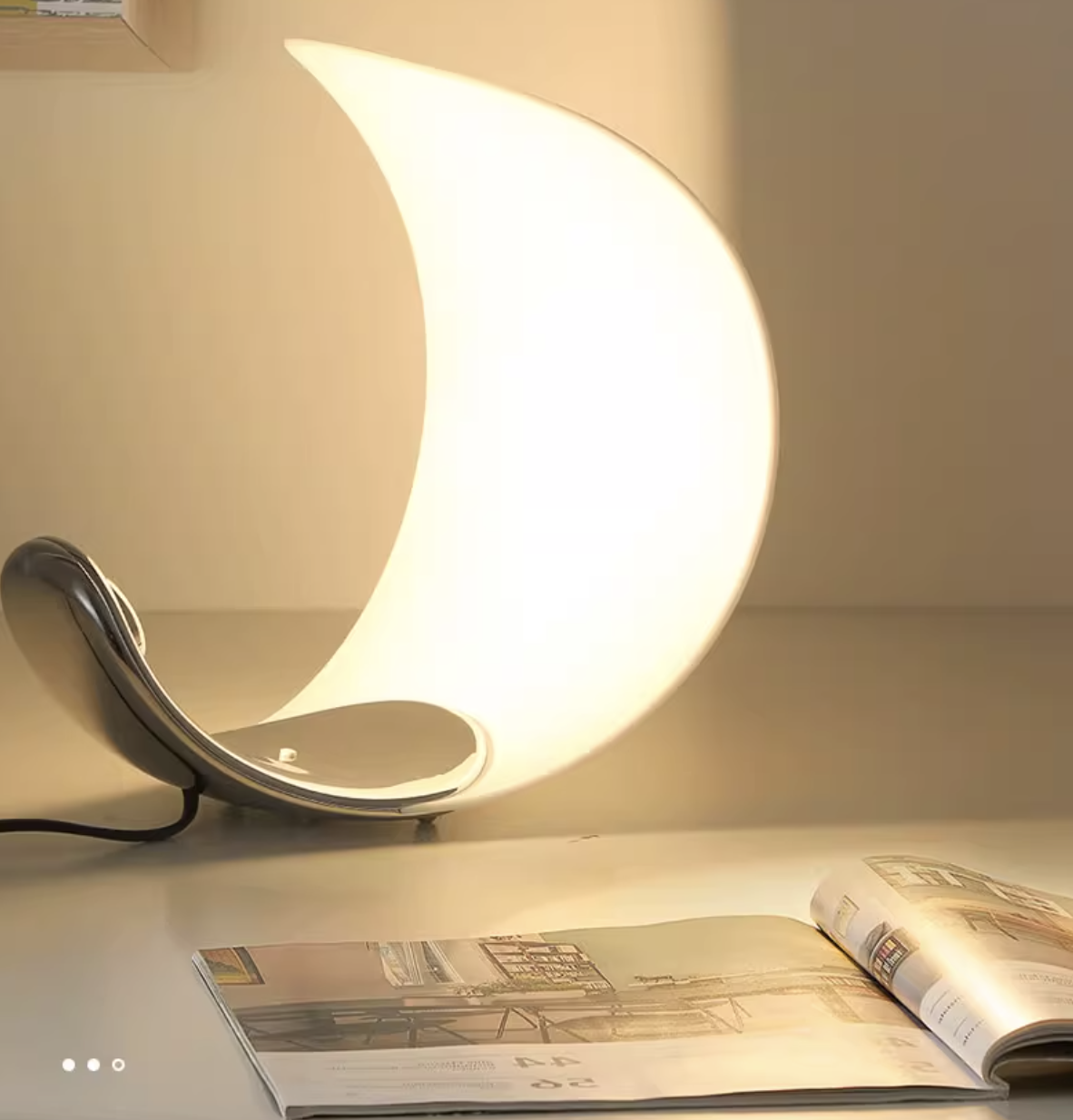 Casailighting “Lunar Crescent” Brass & Glass Table Lamp