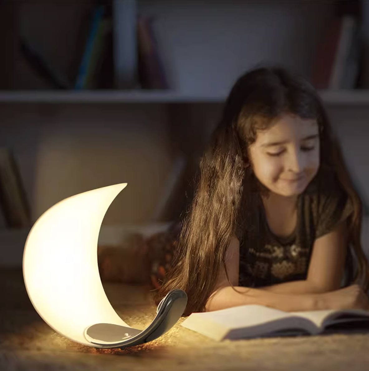 Casailighting “Lunar Crescent” Brass & Glass Table Lamp