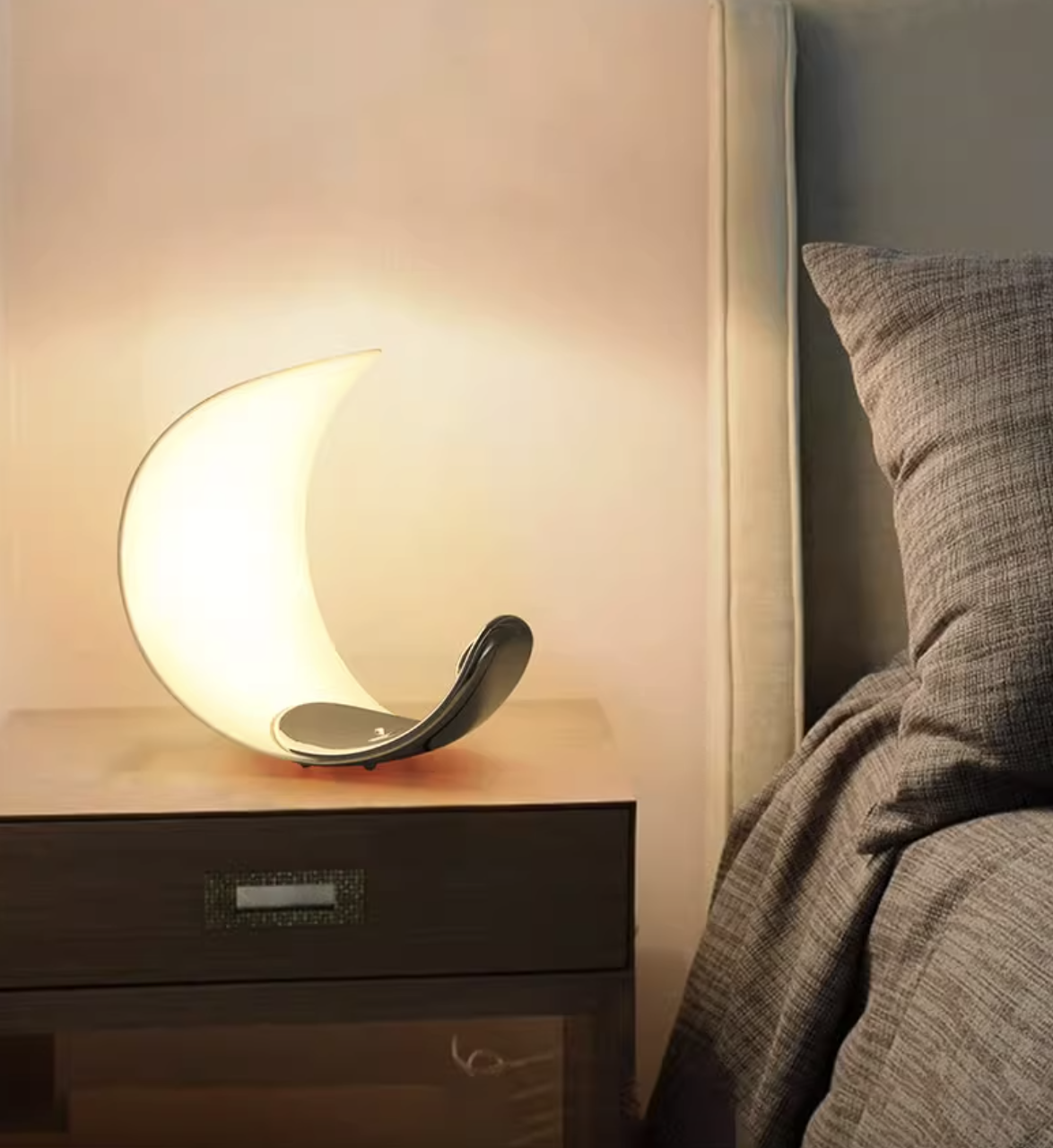 Casailighting “Lunar Crescent” Brass & Glass Table Lamp