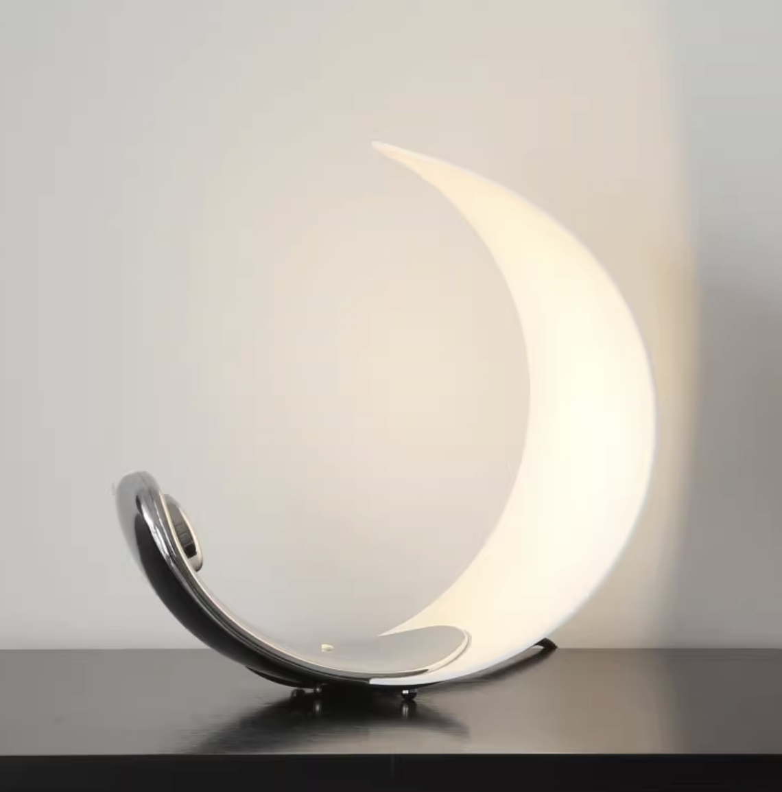 Casailighting “Lunar Crescent” Brass & Glass Table Lamp