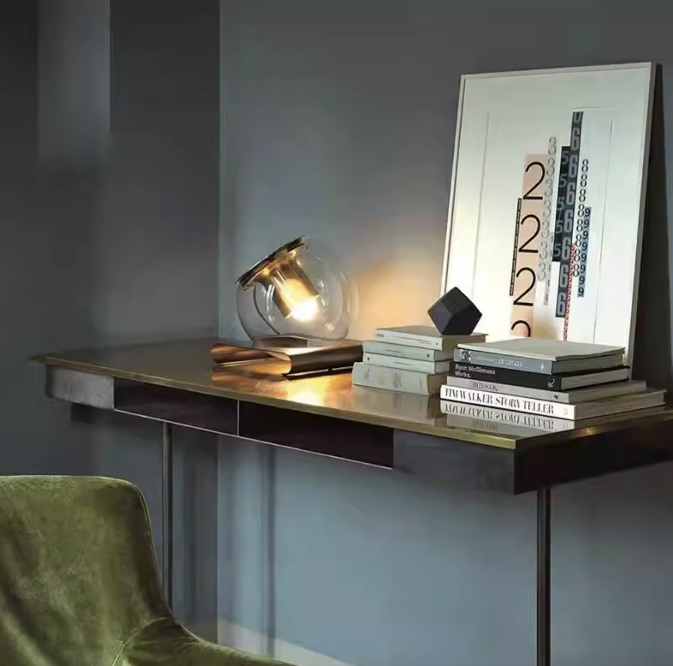 Casailighting “Orbit Sphere” Brass & Glass Table Lamp