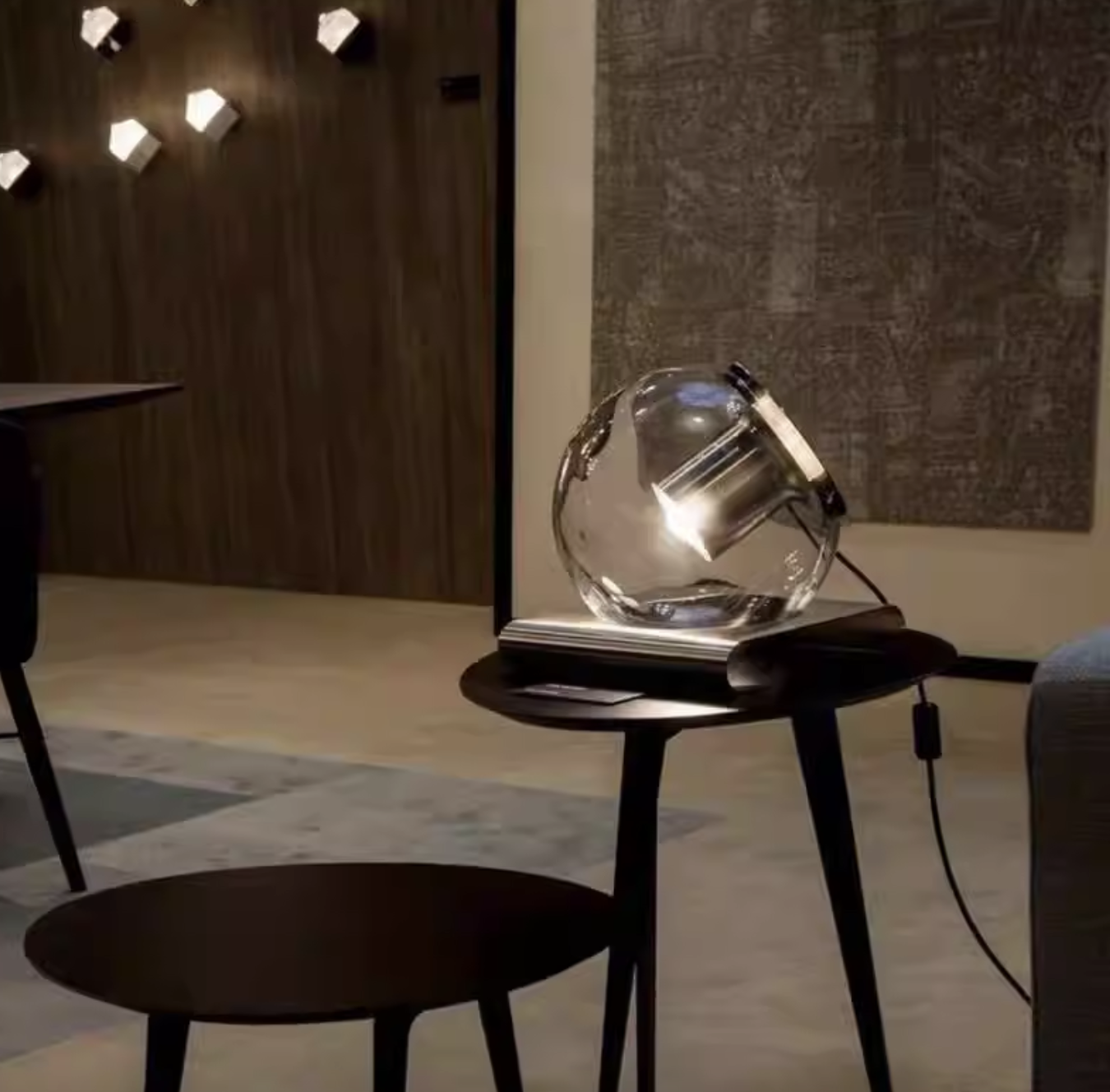 Casailighting “Orbit Sphere” Brass & Glass Table Lamp