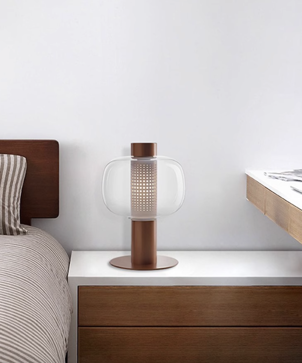 Casailighting “Retro Lantern” Copper & Glass Table Lamp
