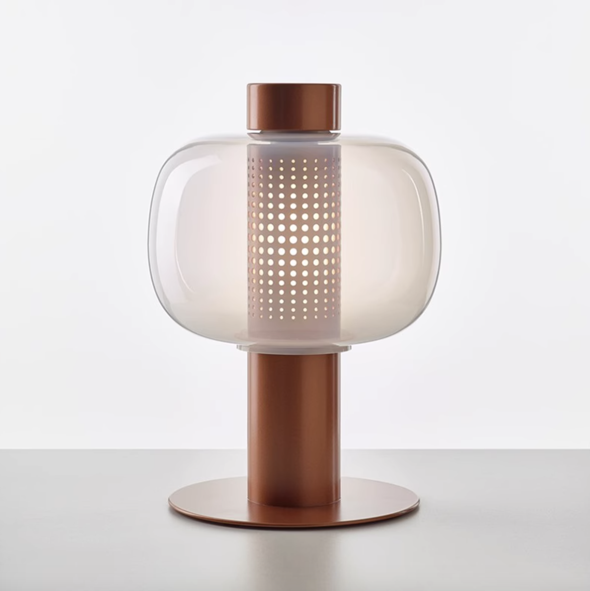 Casailighting “Retro Lantern” Copper & Glass Table Lamp